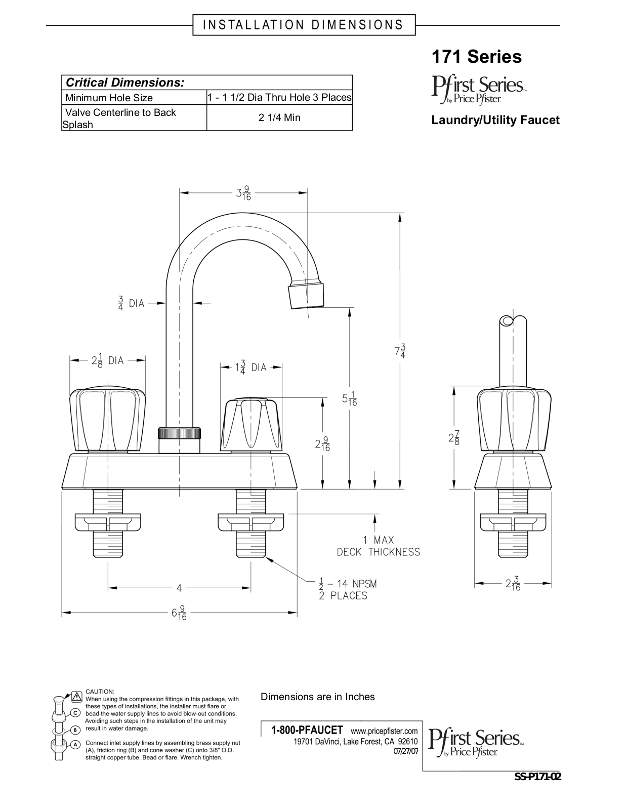 Pfister G171-4000 User Manual