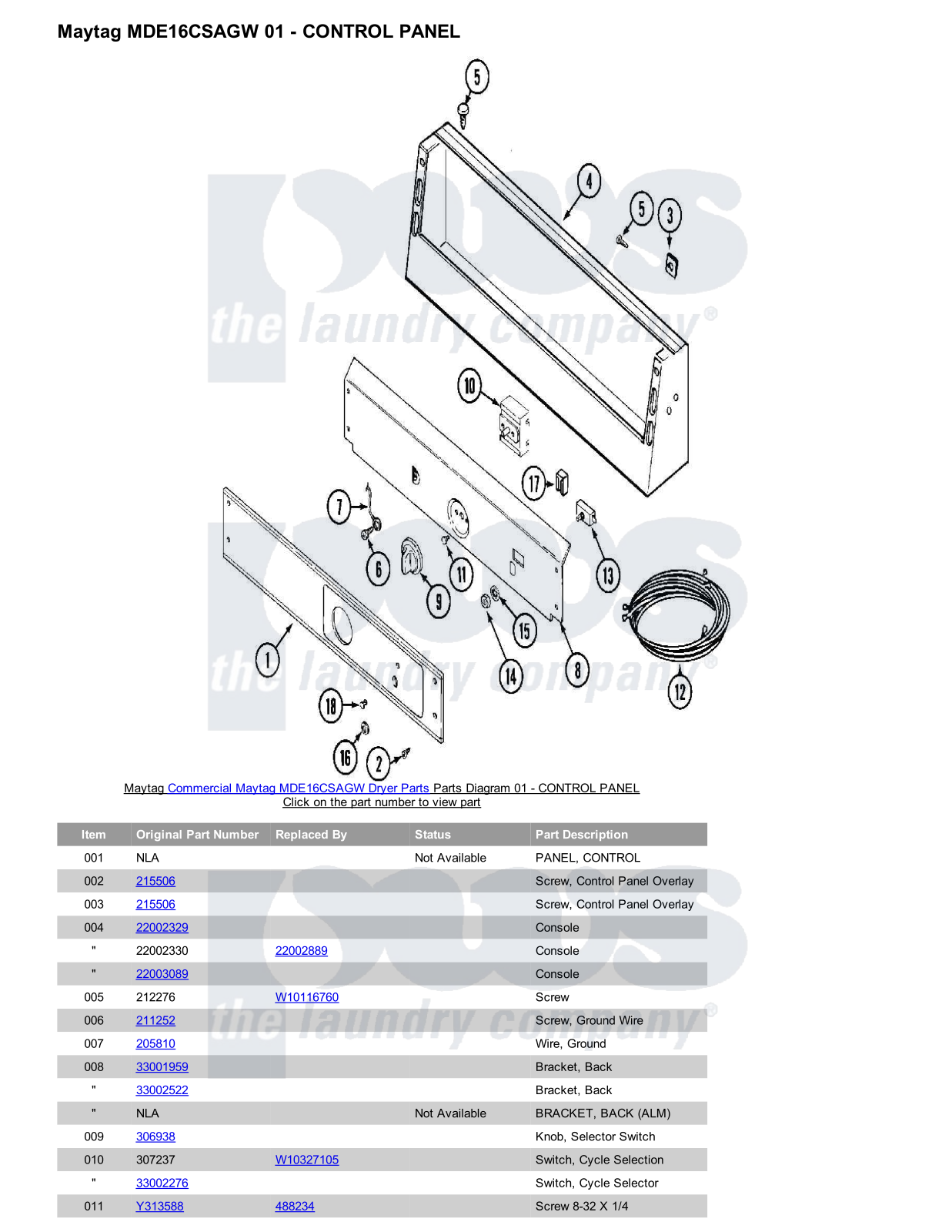 Maytag MDE16CSAGW Parts Diagram