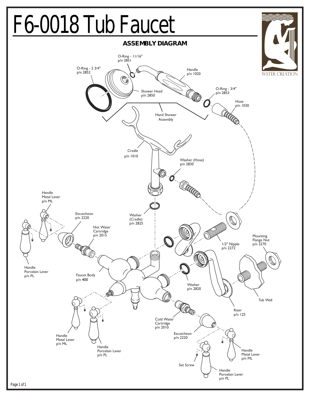 Water Creation F6001805PL, F6001805AL, F6001803PL, F6001803CL, F6001805CL User Manual