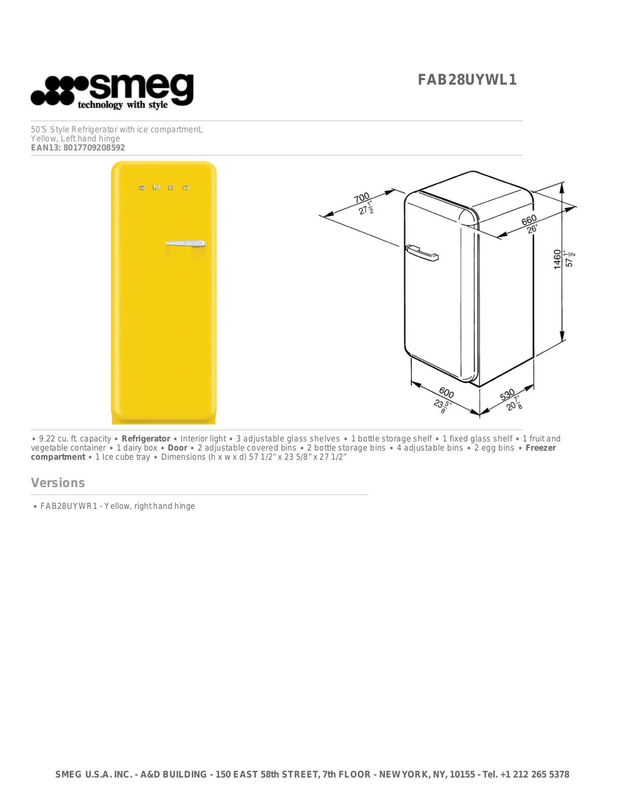 Smeg FAB28UYWL1 User Manual