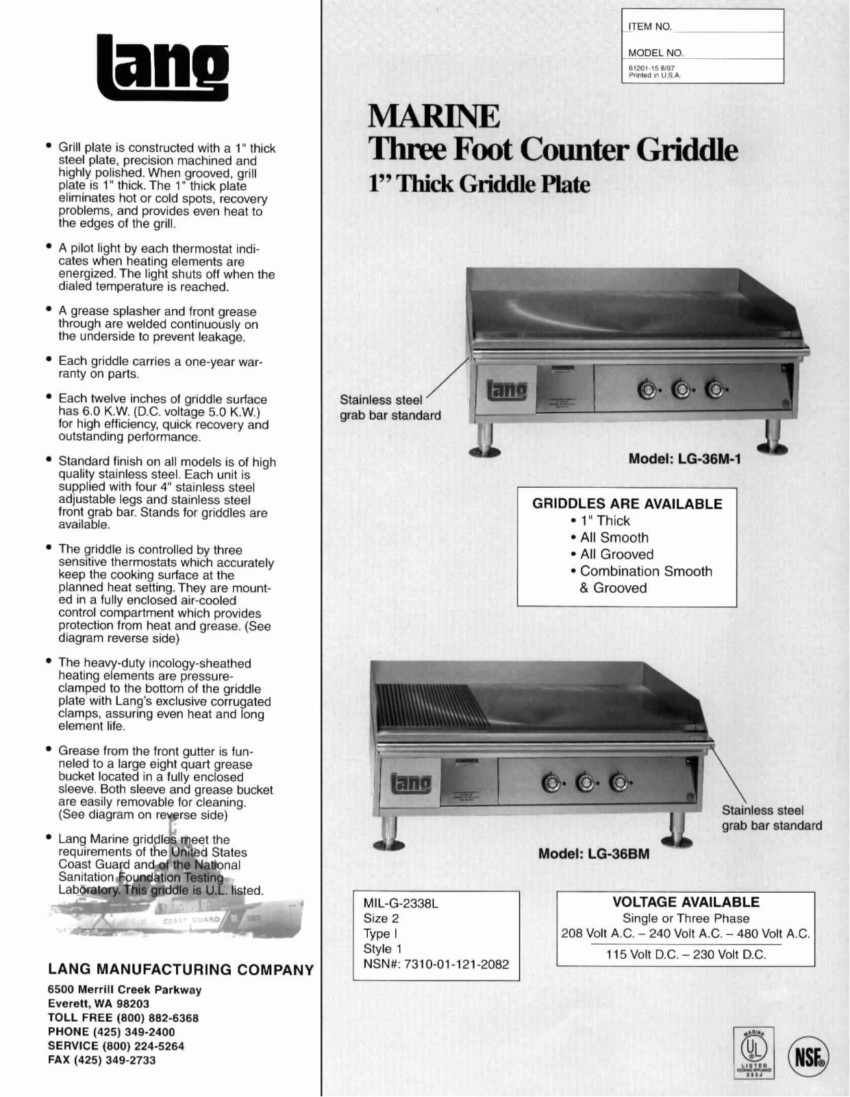 Lang Manufacturing LG-24M User Manual