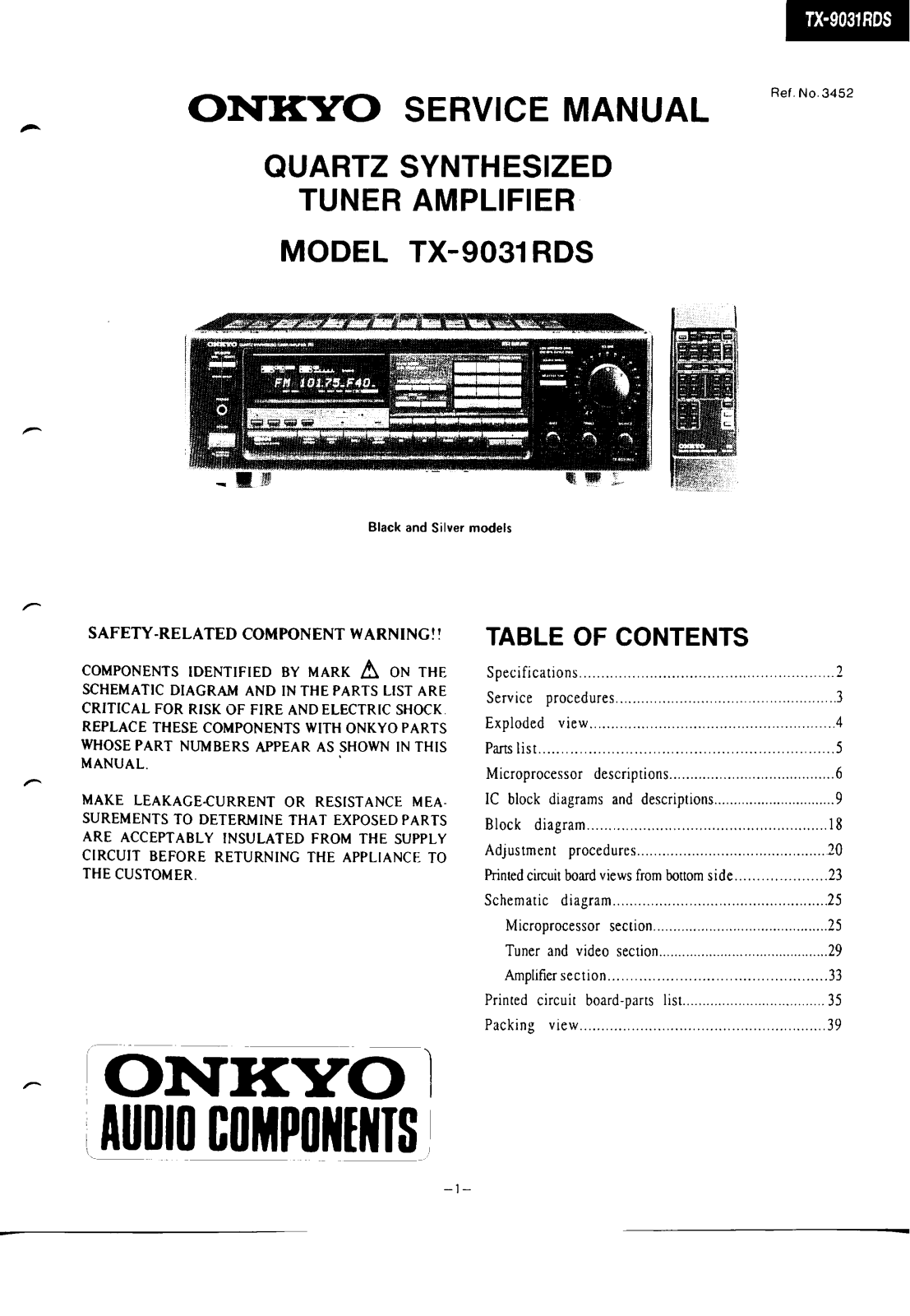 Onkyo TX-9031 Service Manual