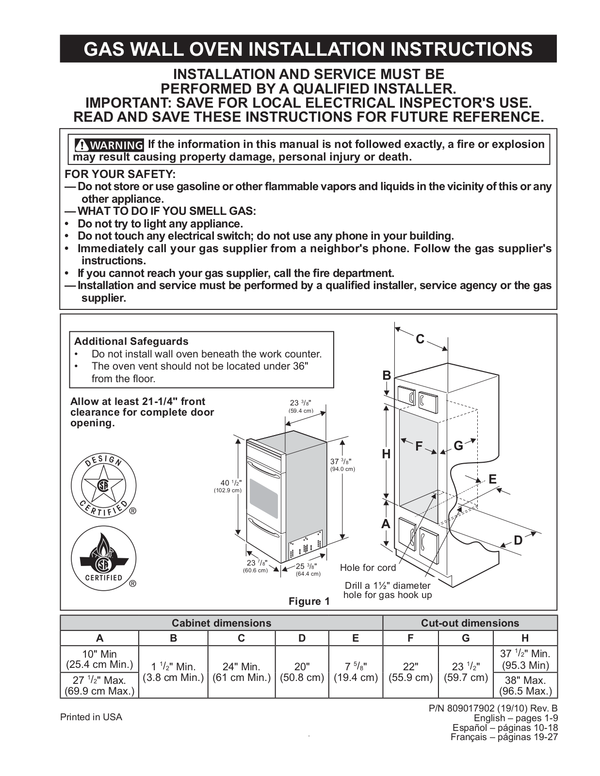 Kenmore 790403412810, 790403419810, 79040342810 Installation Guide