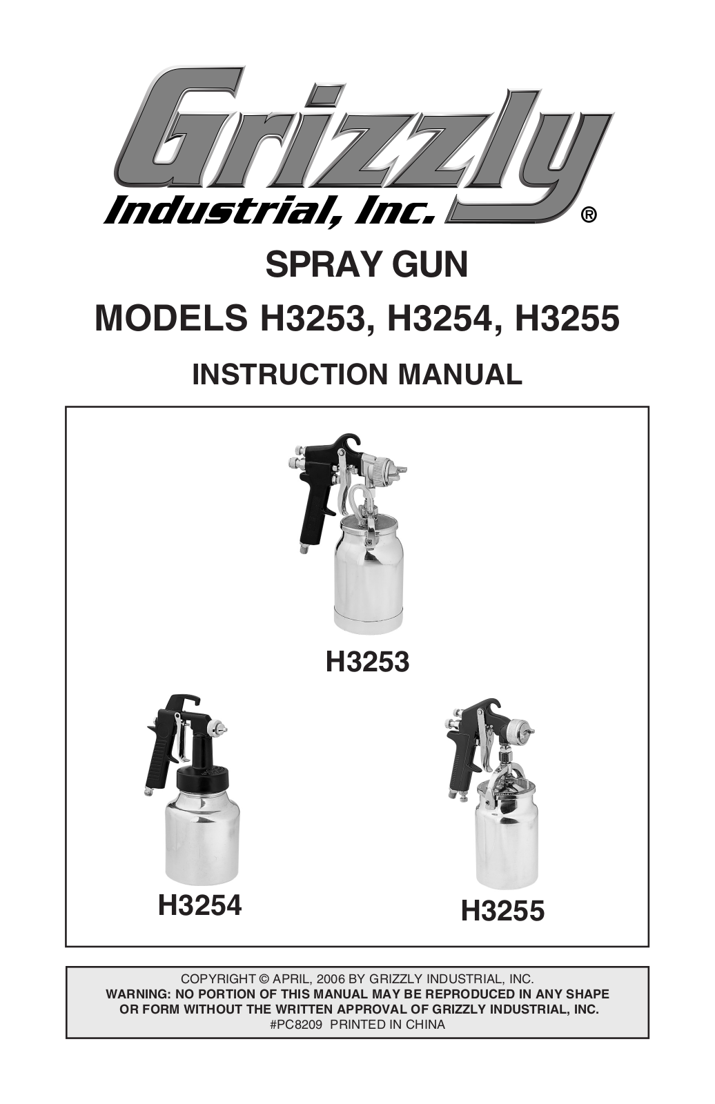 Grizzly H3253 User Manual