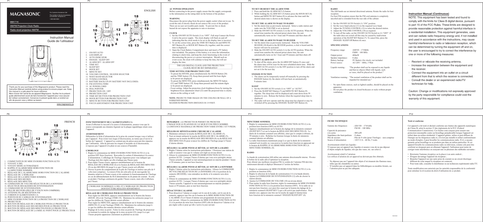 Magnasonic MM171K User Manual