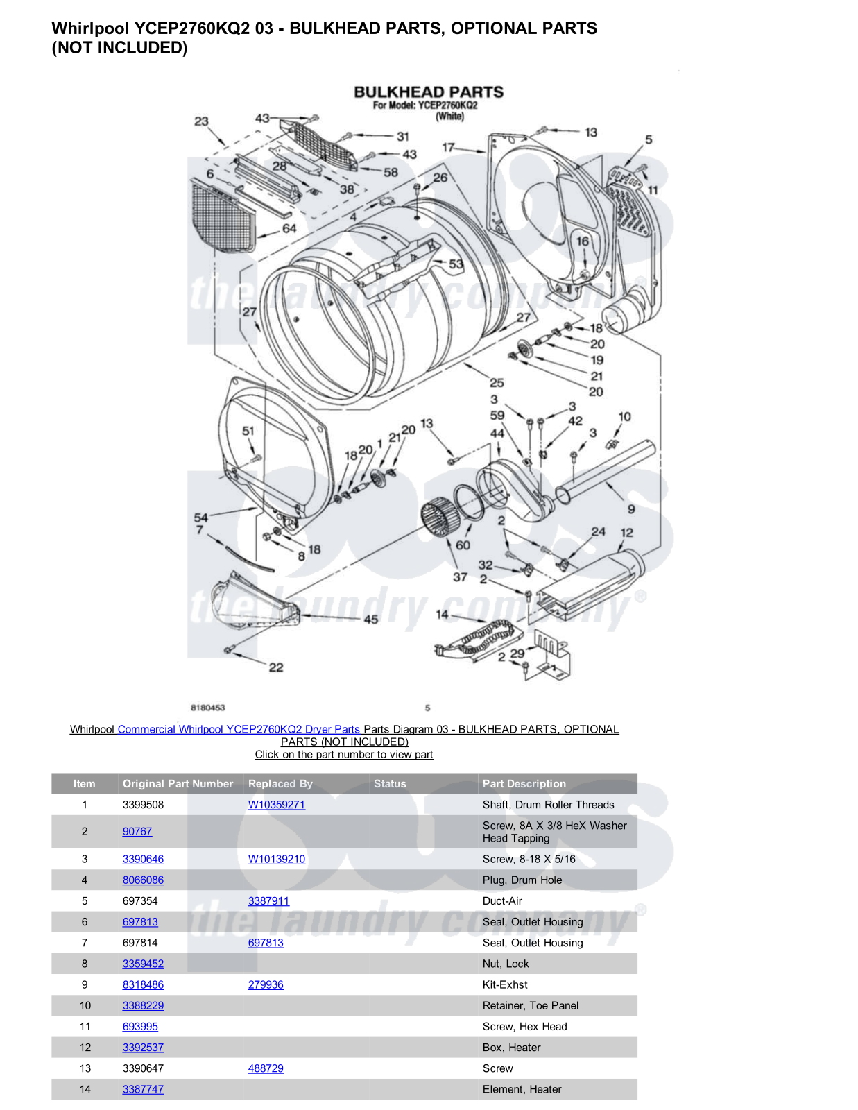 Whirlpool YCEP2760KQ2 Parts Diagram