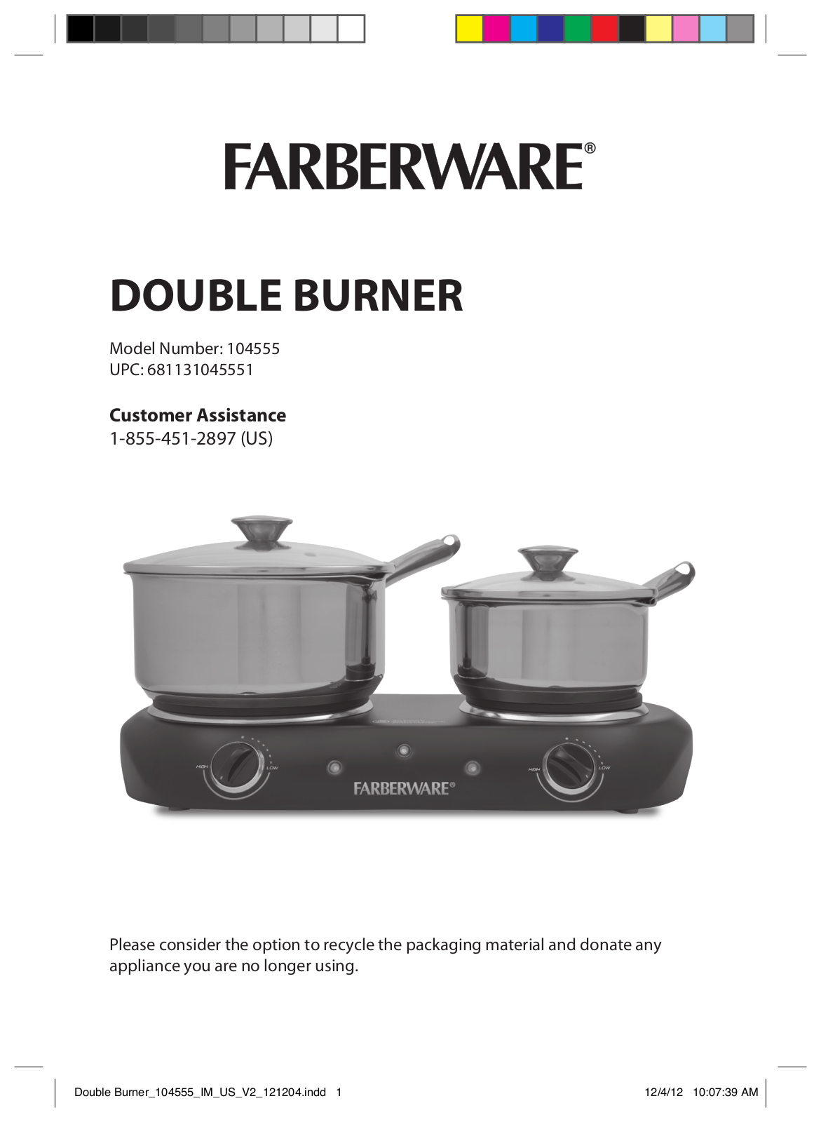 FARBERWARE 104555 User Manual