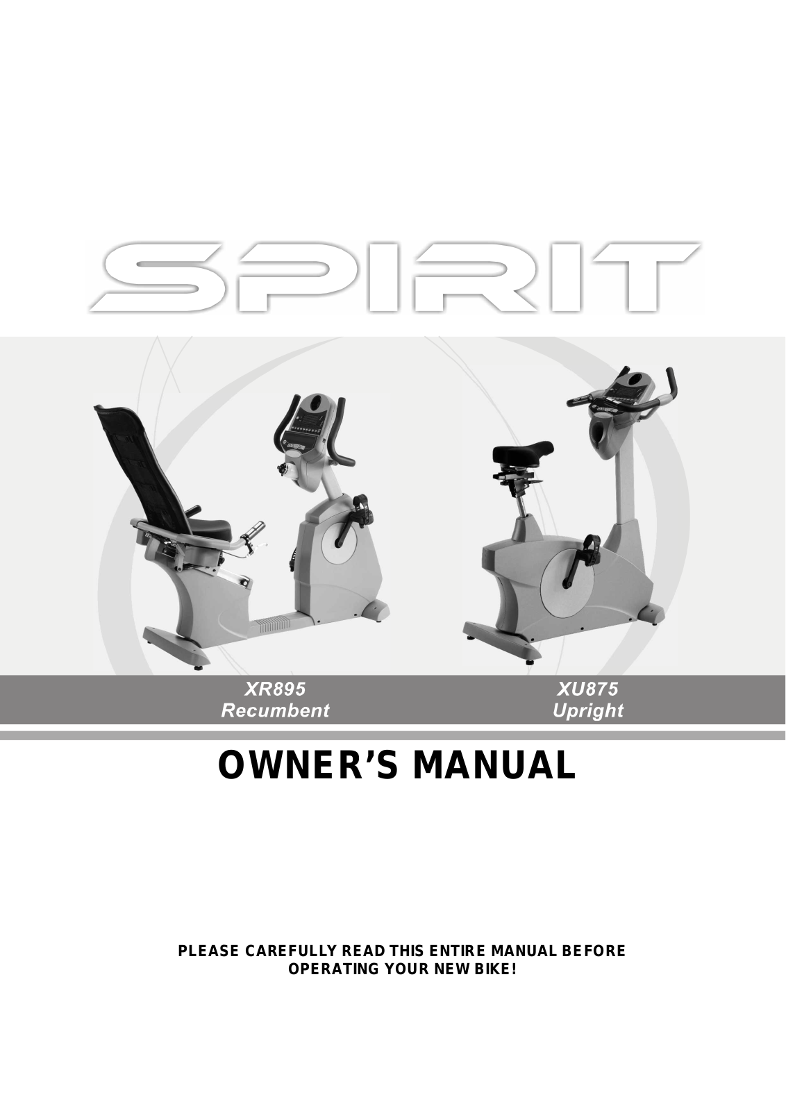 Spirit XU875, XR895 User Manual