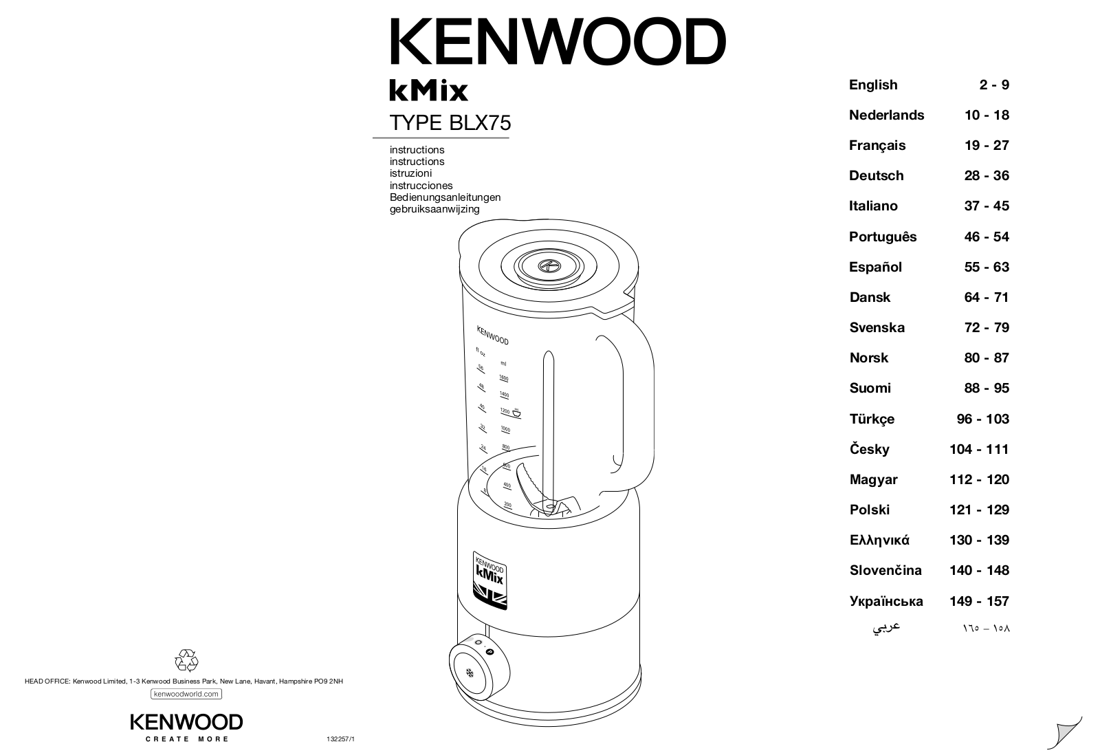 KENWOOD BLX750BK, BLX750RD, BLX750WH User Manual