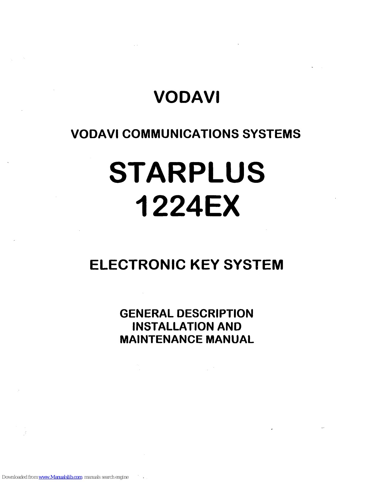 Vodavi Starplus 1224EX General Description, Installation And Maintenance - ManualMachine.com