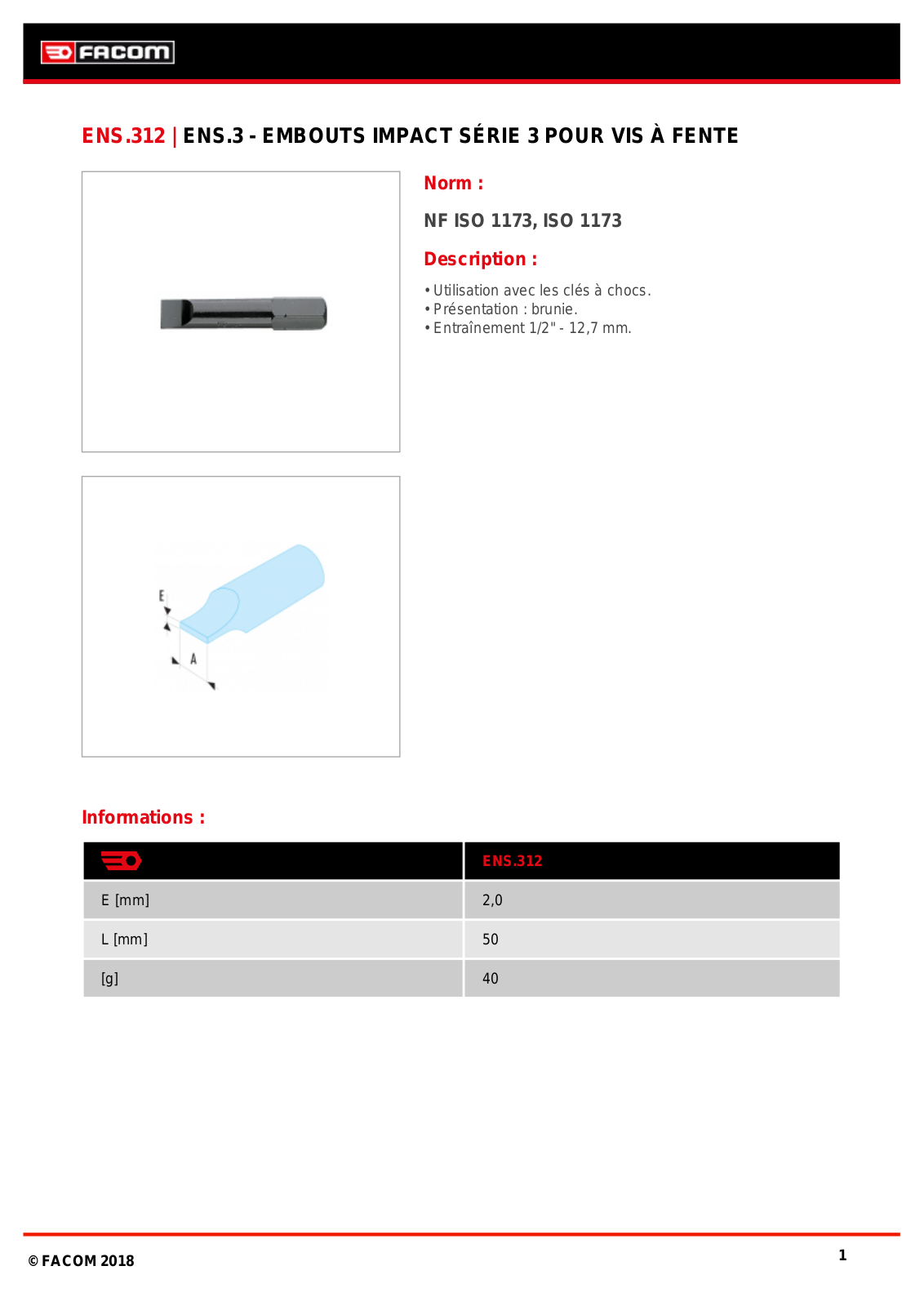 Facom ENS.312 Specification - ManualMachine.com
