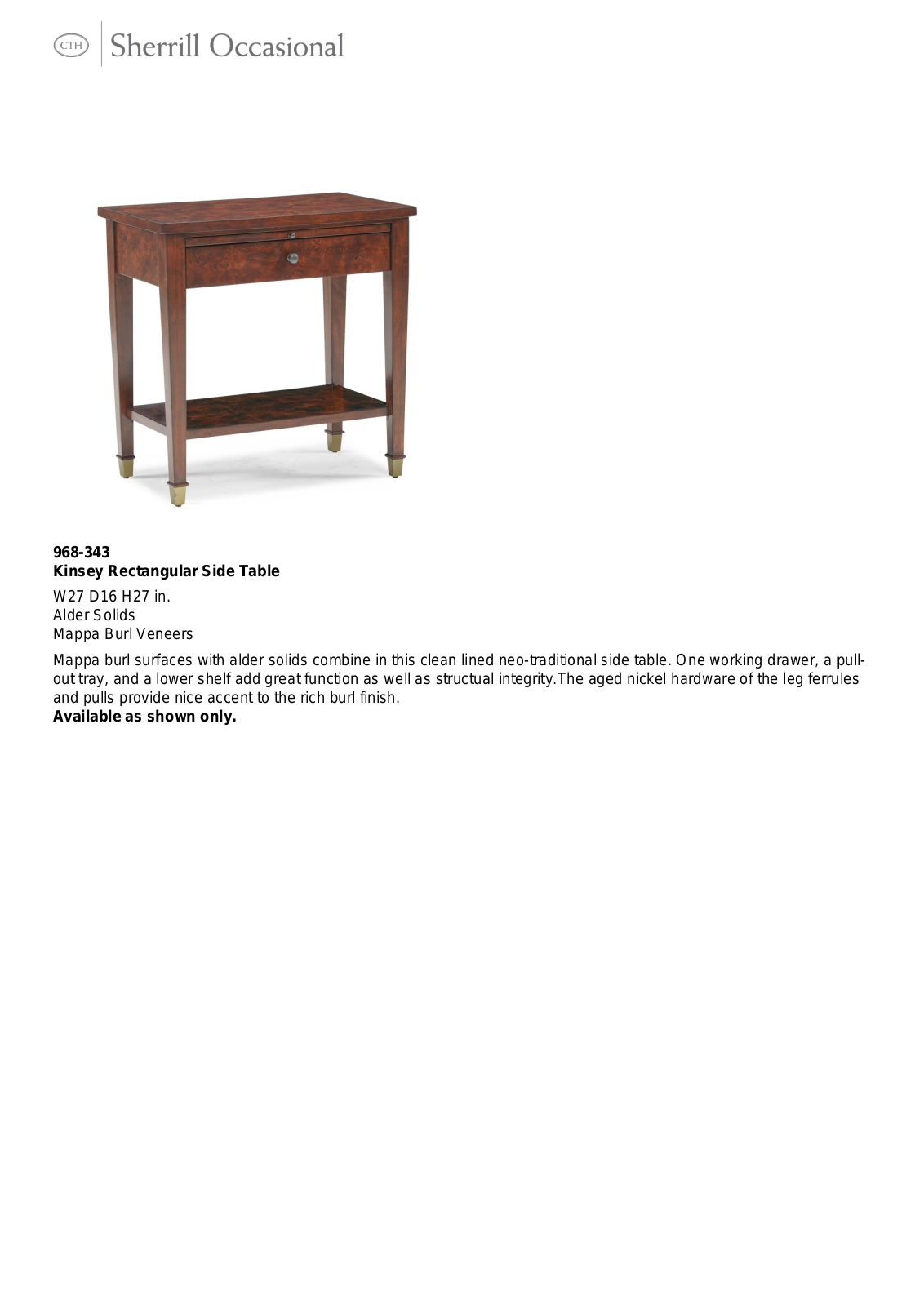 CTH Occasional SHRL1302 Specifications - ManualMachine.com