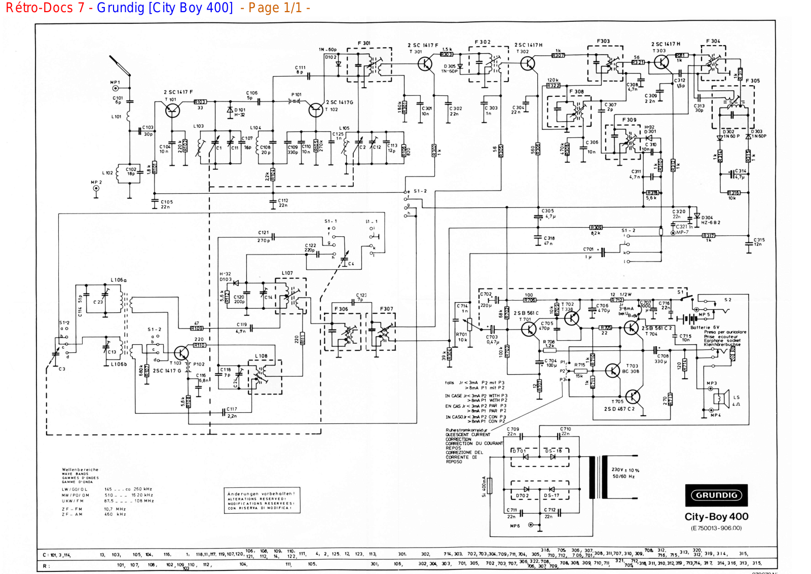 Grundig 400 Schematics