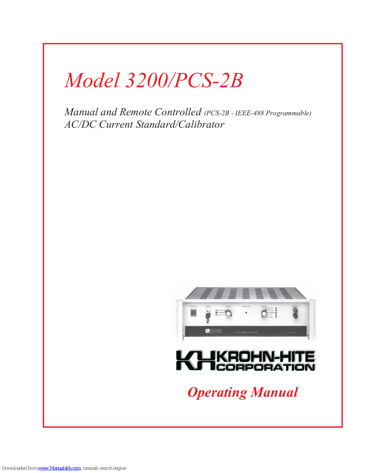 Krohn-Hite 3200, PCS-2B Operating Manual