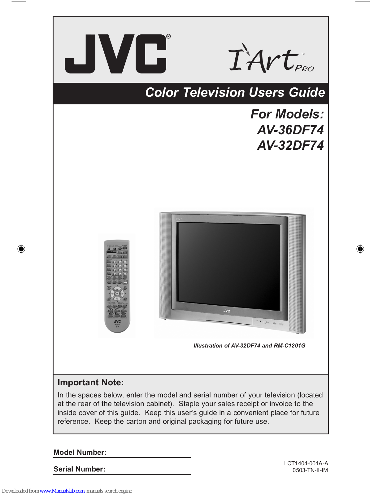 JVC I' Art Pro AV-32DF74, I' Art Pro AV-36DF74 User Manual