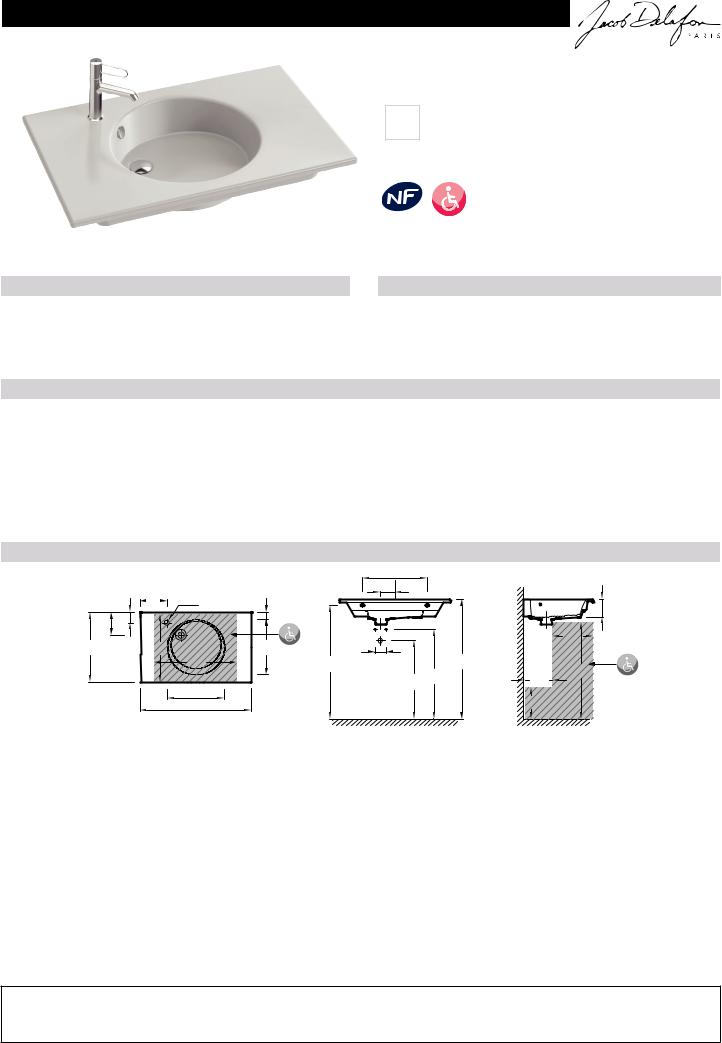 Jacob Delafon ODEON RIVE GAUCHE EXAW112-Z-00 Datasheet