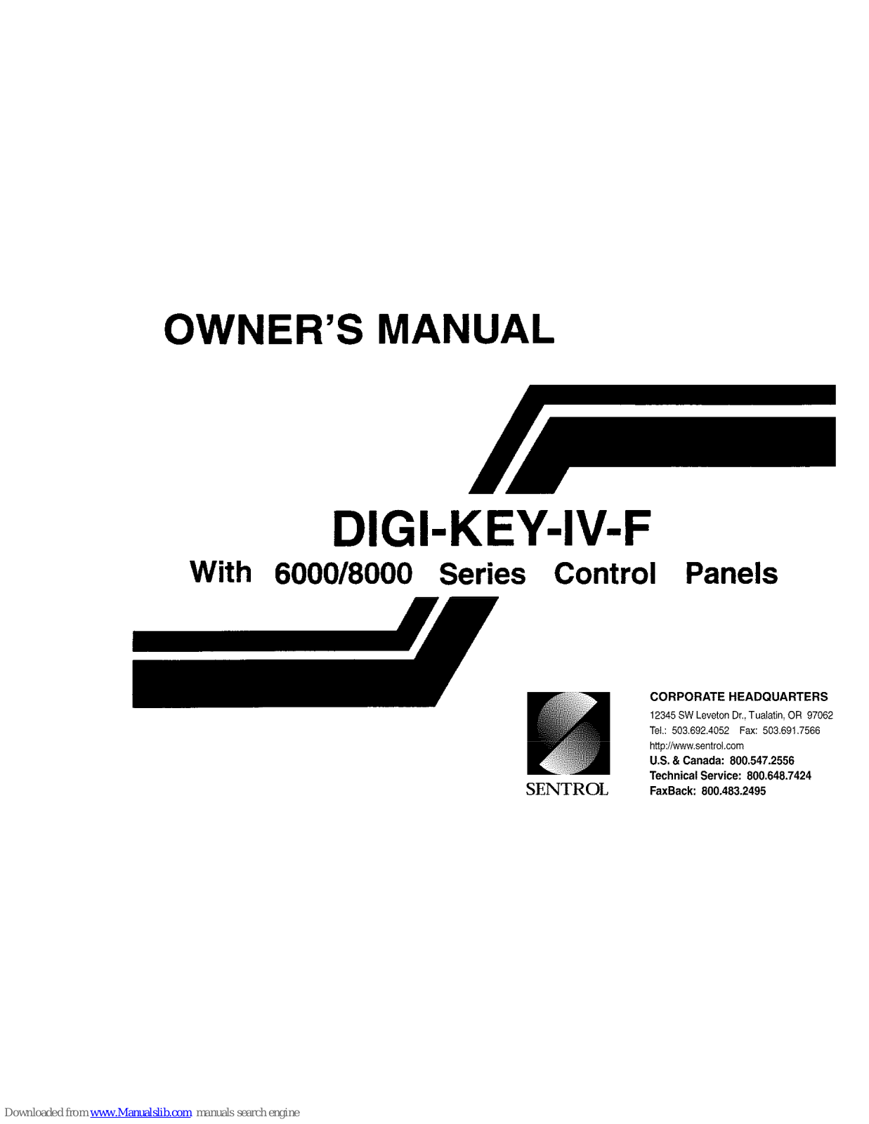 Sentrol DIGI-KEY-IV-F Owner's Manual