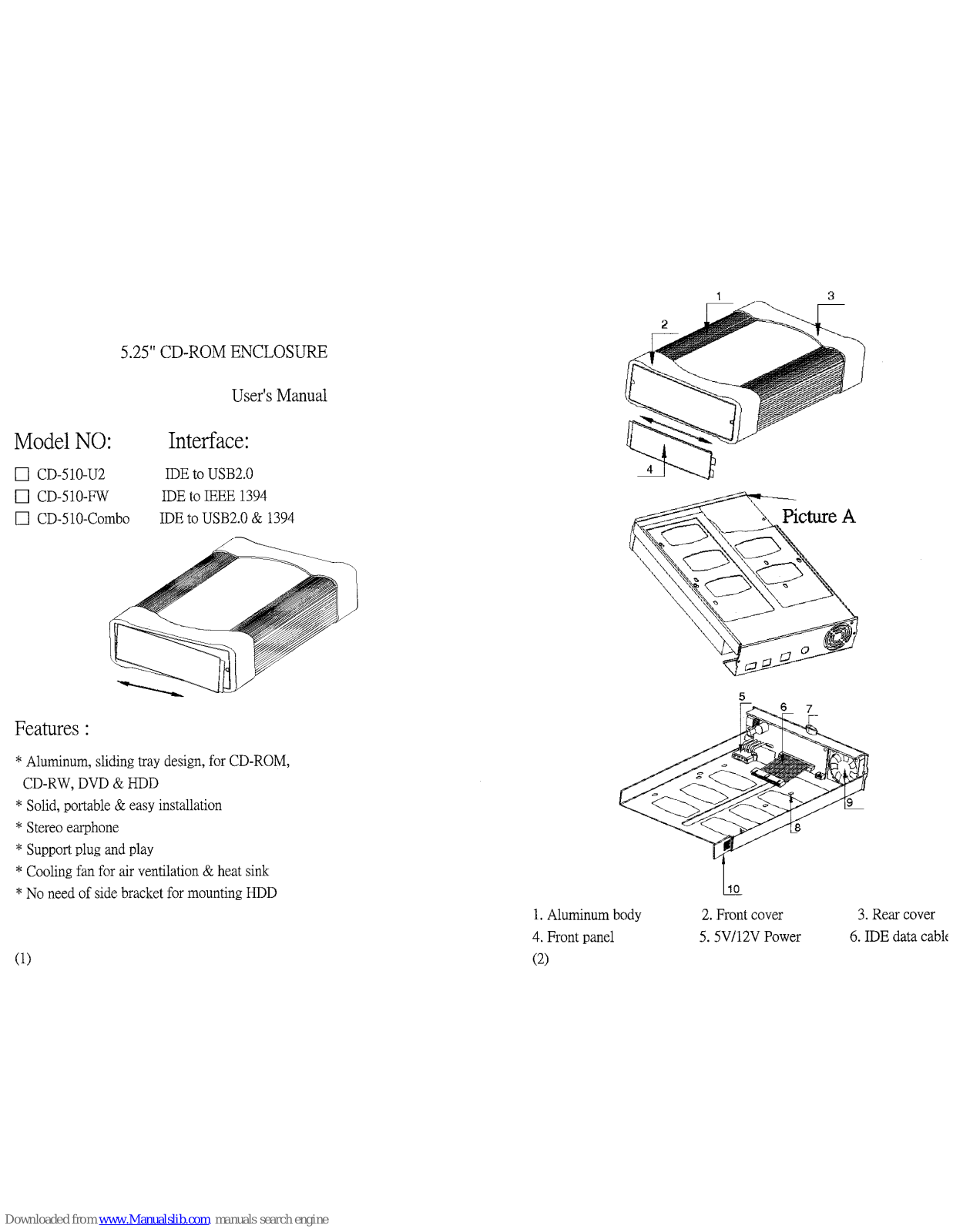 Coolmax CD-510-U2, CD-510-FW, CD-510-COMBO User Manual - ManualMachine.com