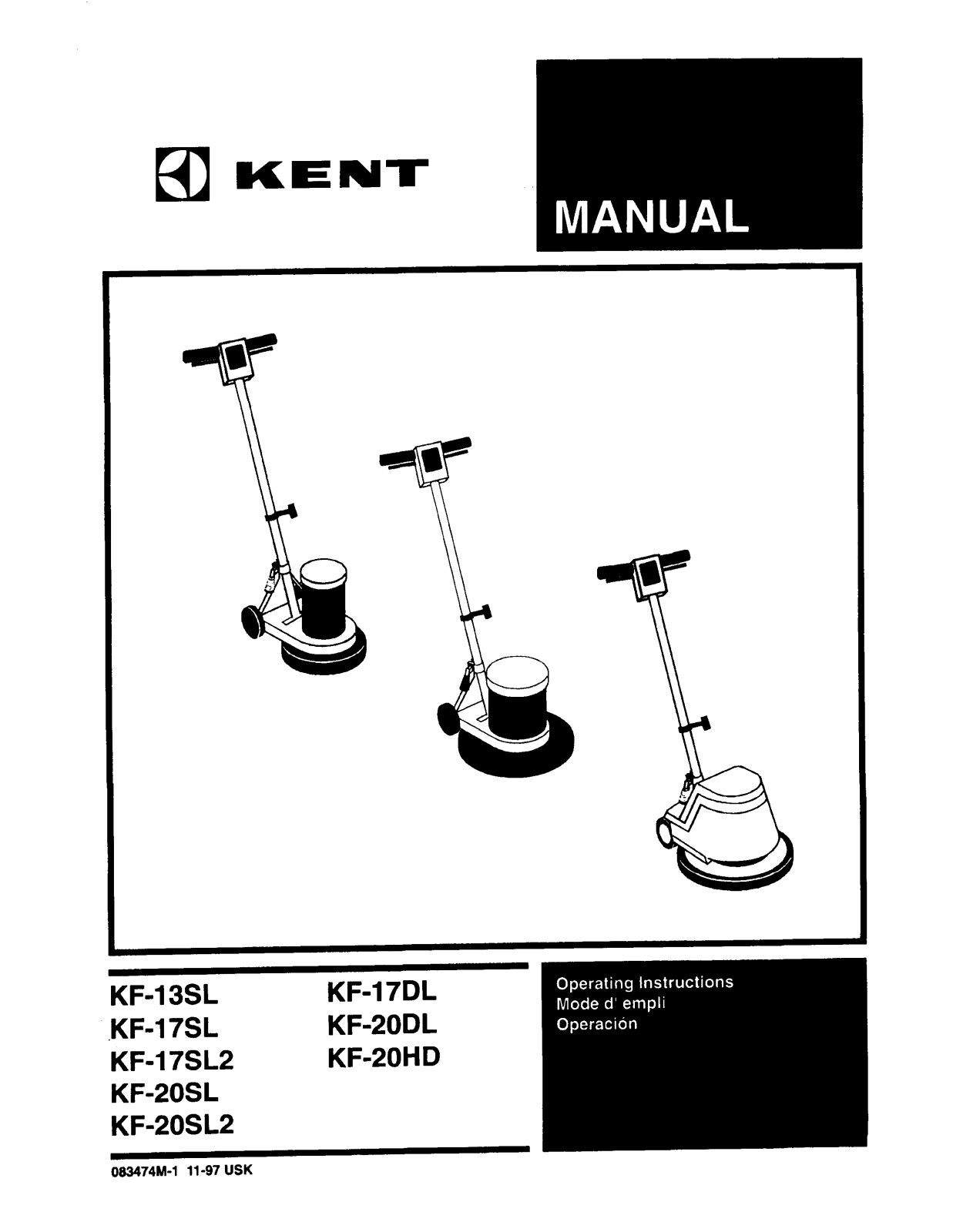 Kent Euroclean KF-20SL2 Operation Manual