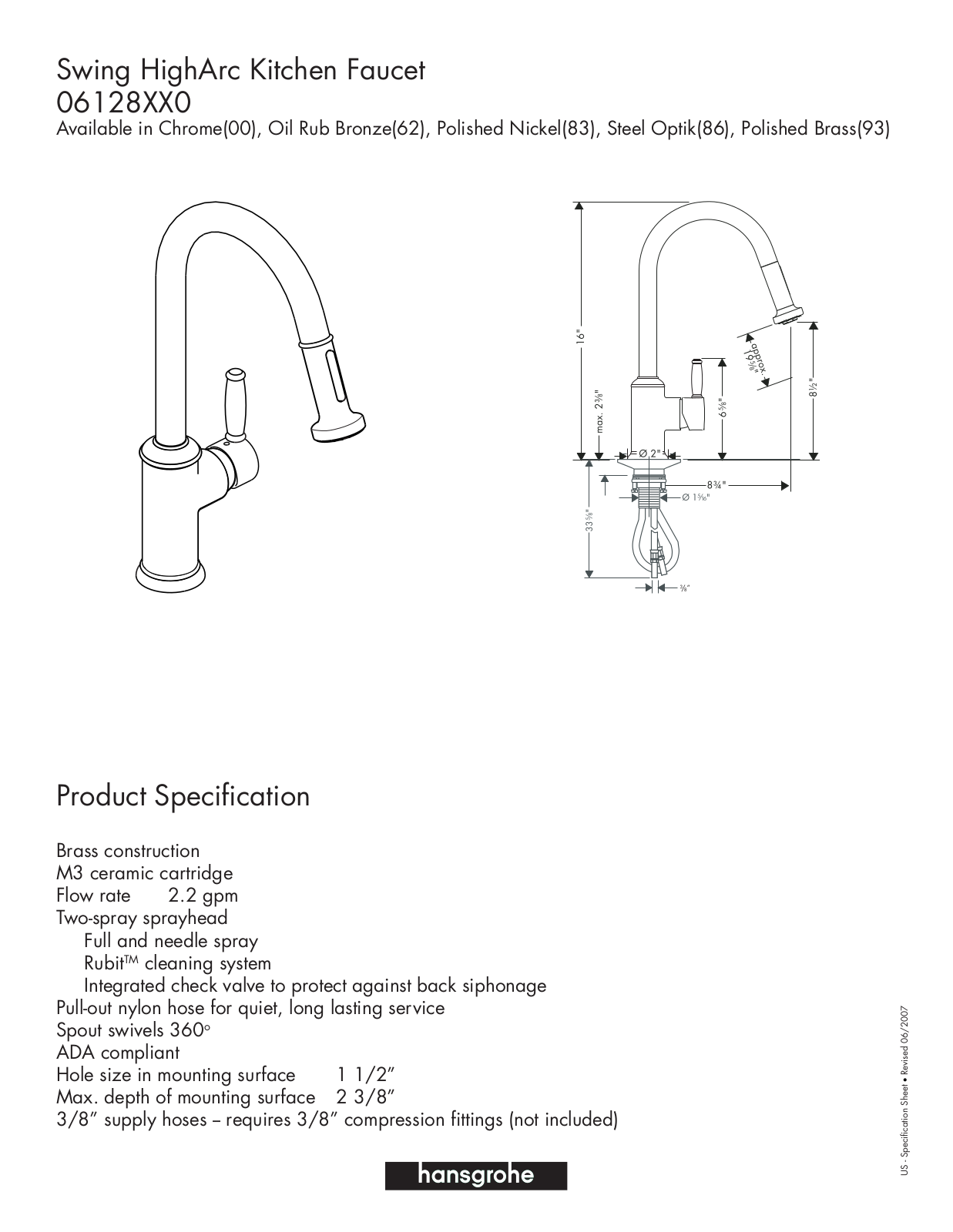 Hans Grohe 06128XX0 User Manual