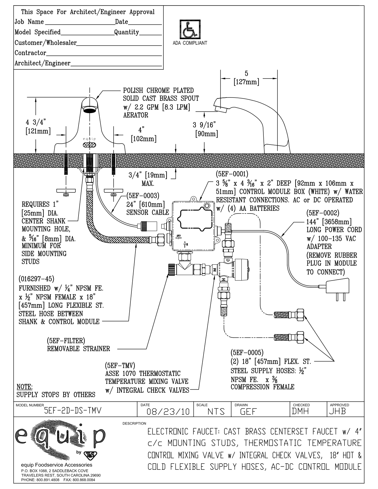 T & S Brass & Bronze Works 5EF-2D-DS-TMV General Manual