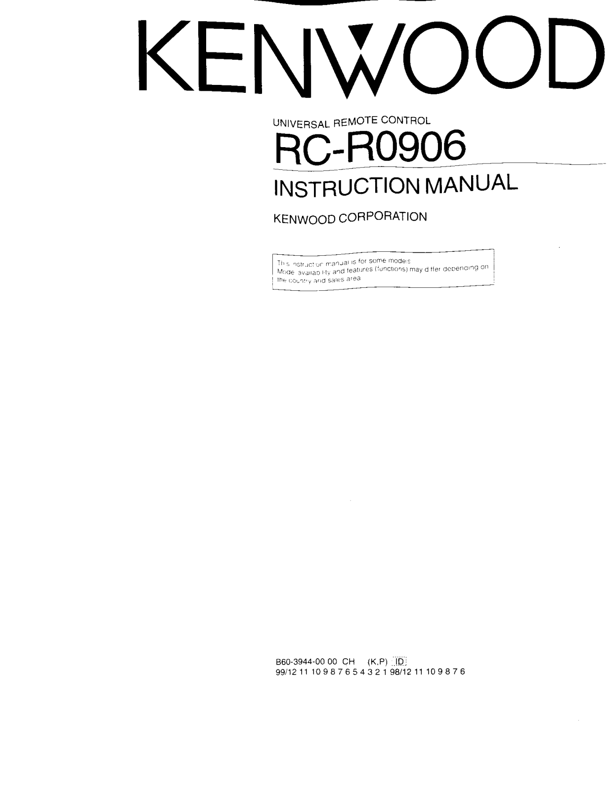 Kenwood RC-R0906 Instruction Manual