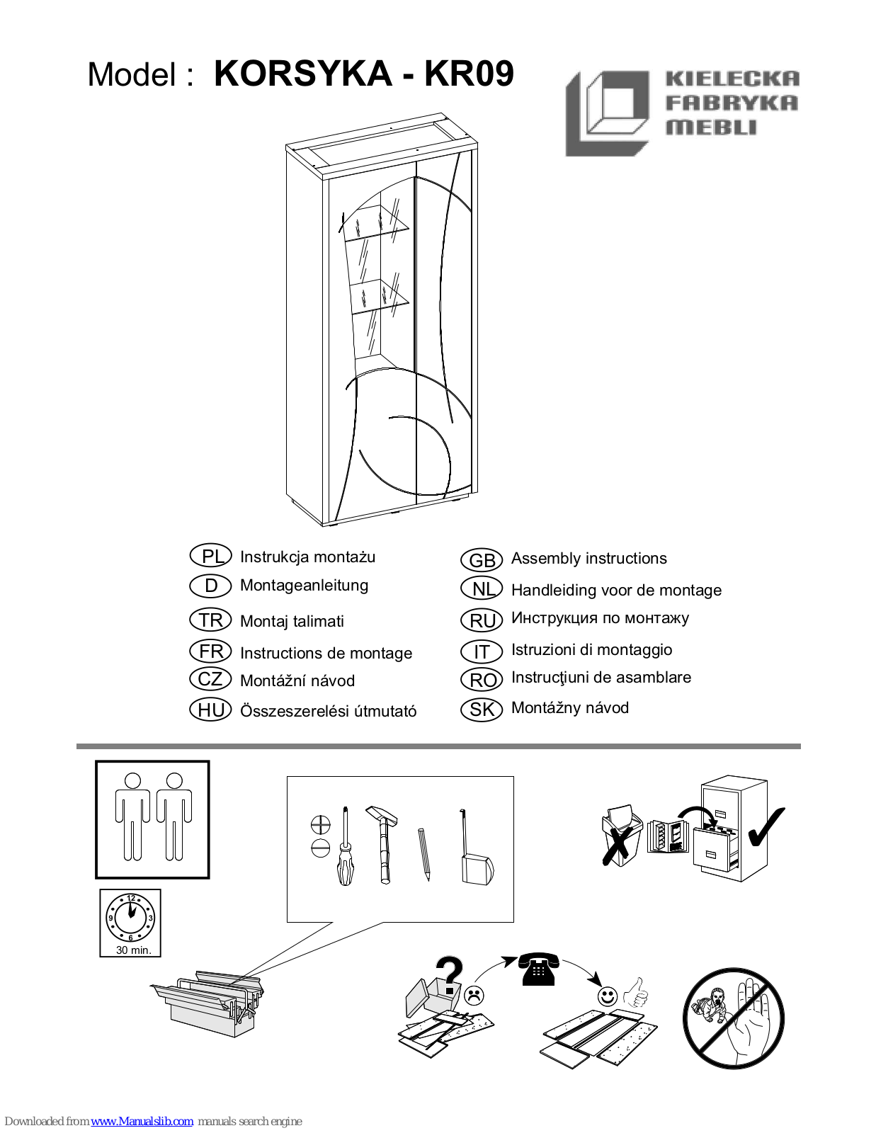 Kielecka Fabryka Mebli KORSYKA - KR09 Assembly Instructions Manual