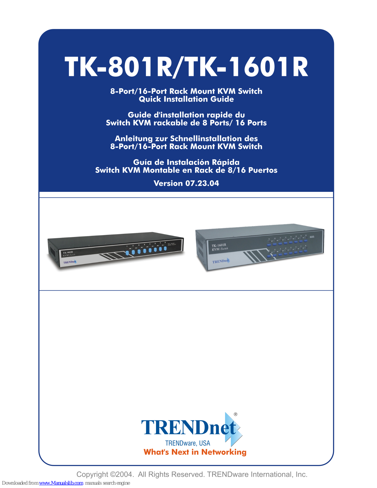 TRENDnet TK-801R - QUICK Quick Installation Manual