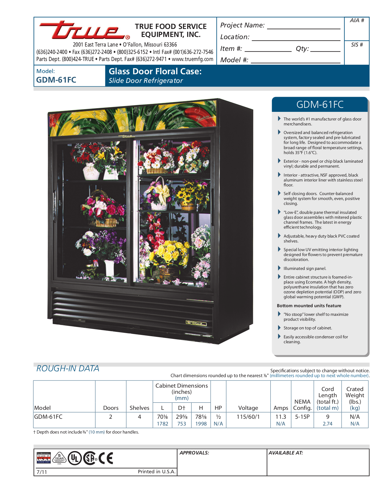 True GDM-61FC User Manual