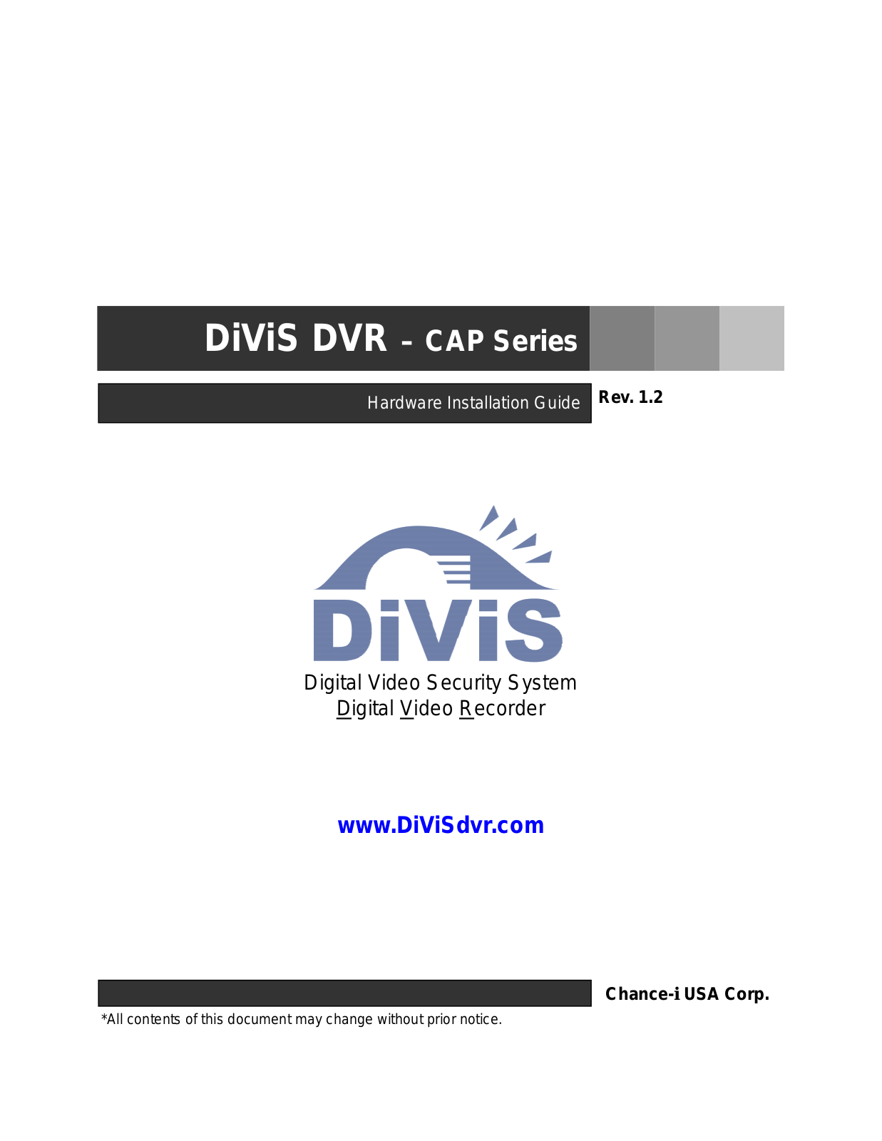 Divis CAP series, ACAP Series Installation Manual - ManualMachine.com