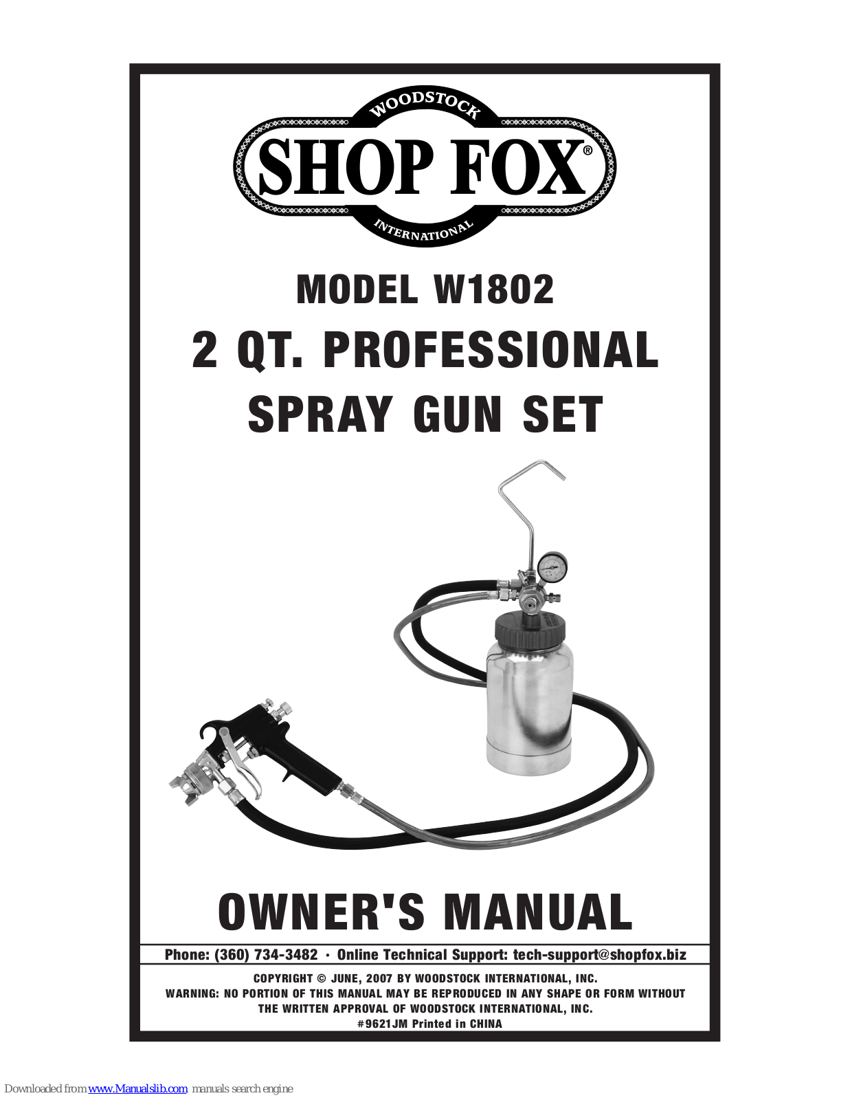 Shop fox W1802 Owner's Manual