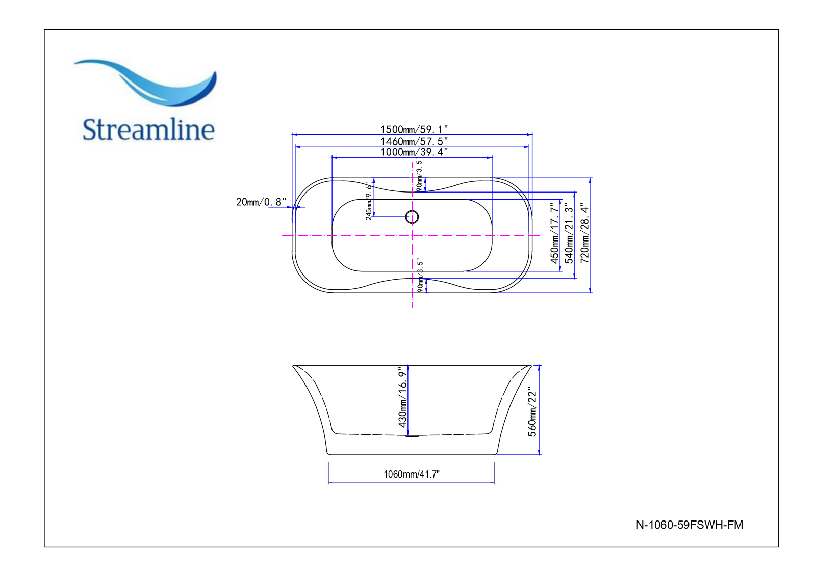 Streamline Bath SLBH8166 Dimensions - ManualMachine.com