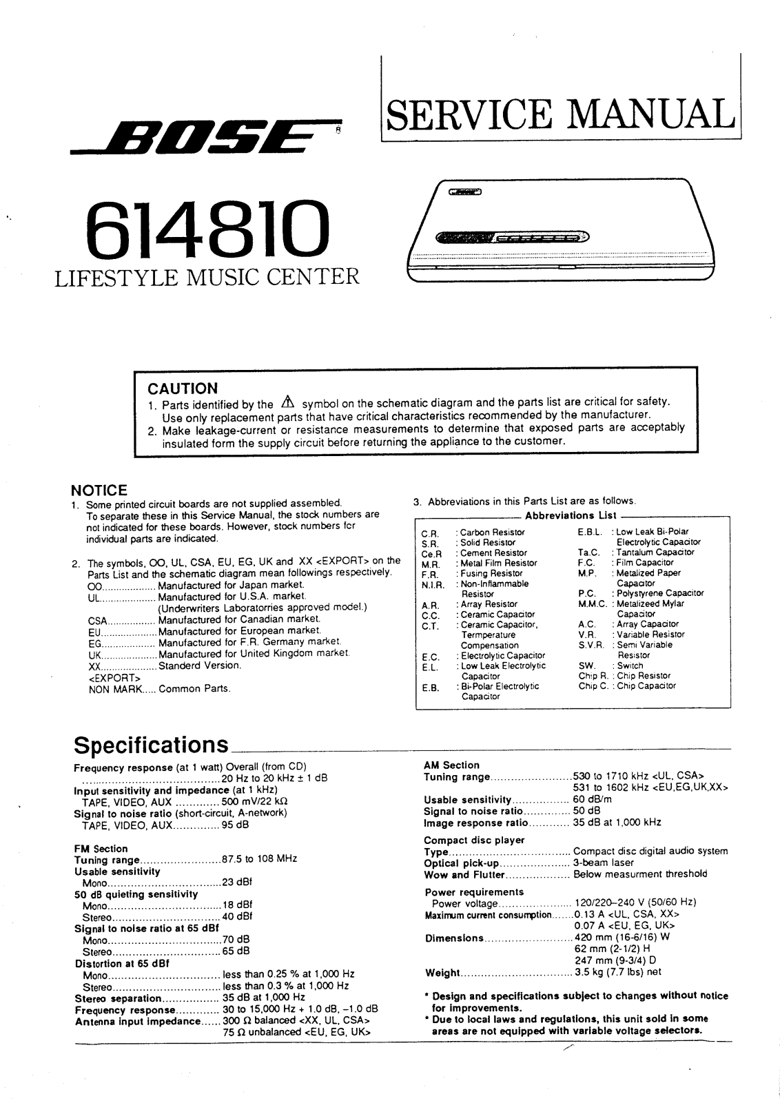 Bose 614810 Service Manual