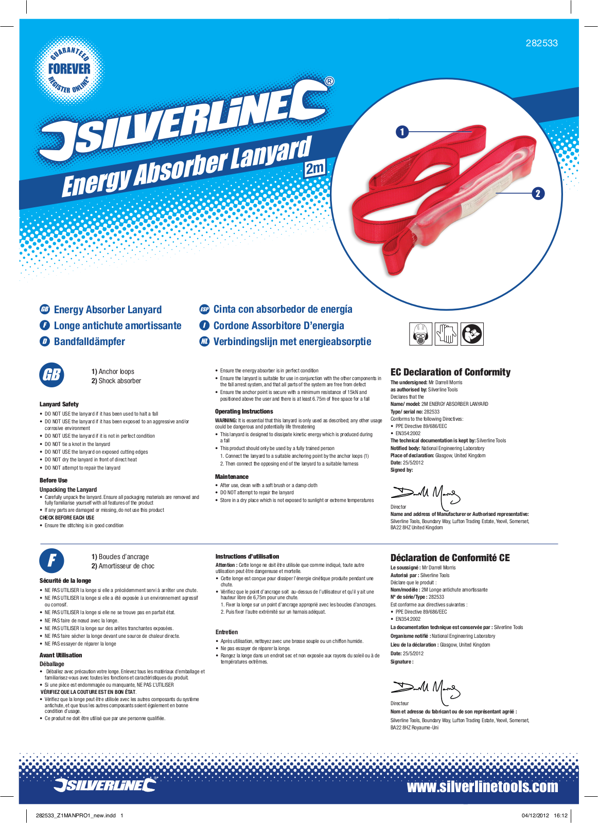 Silverline Energy Absorber Lanyard User Manual