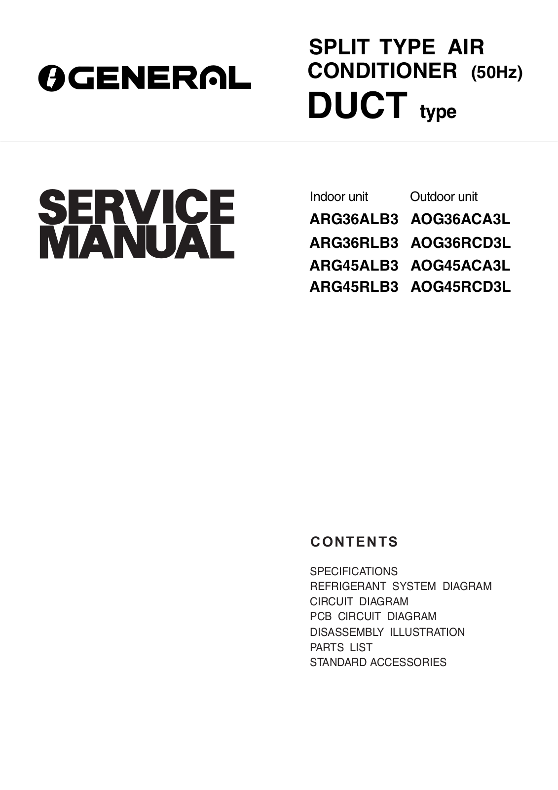 General ARG45A, ARG45ALB3, AOG45ACA3L, ARG45R, ARG45RLB3 Service Manual