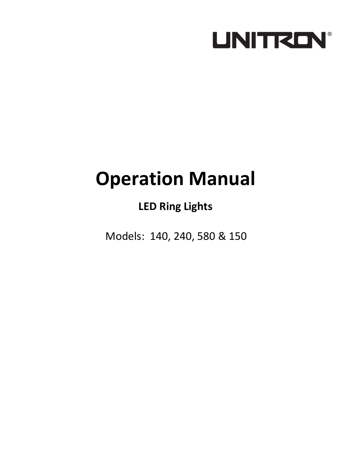 Unitron 240, 140, 150, 580 Operation Manual