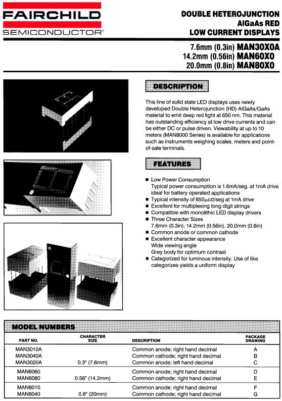 Fairchild Semiconductor MAN8010, MAN8040, MAN6060, MAN6080 Datasheet