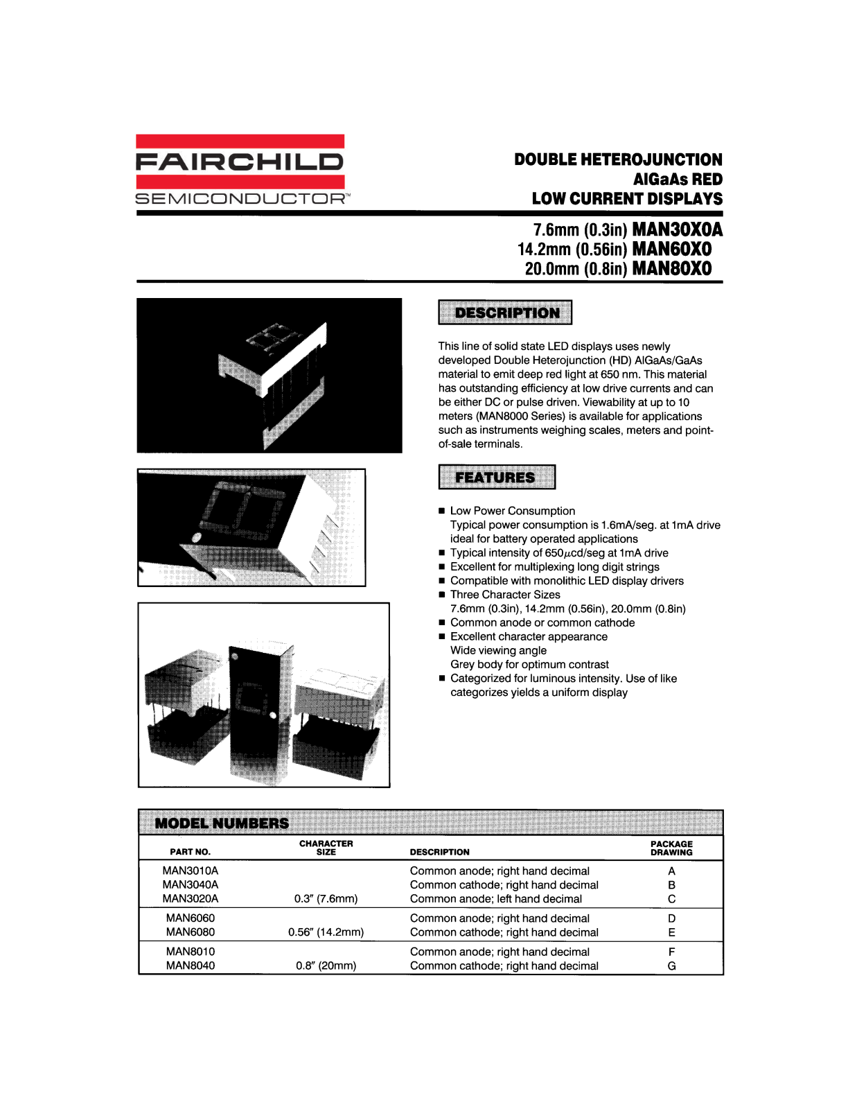 Fairchild Semiconductor MAN8010, MAN8040, MAN6060, MAN6080 Datasheet