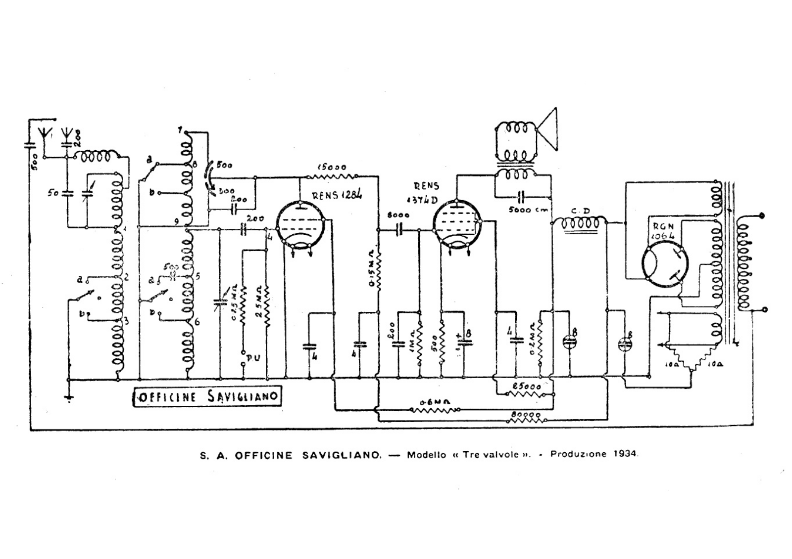 Savigliano 3 valvole schematic