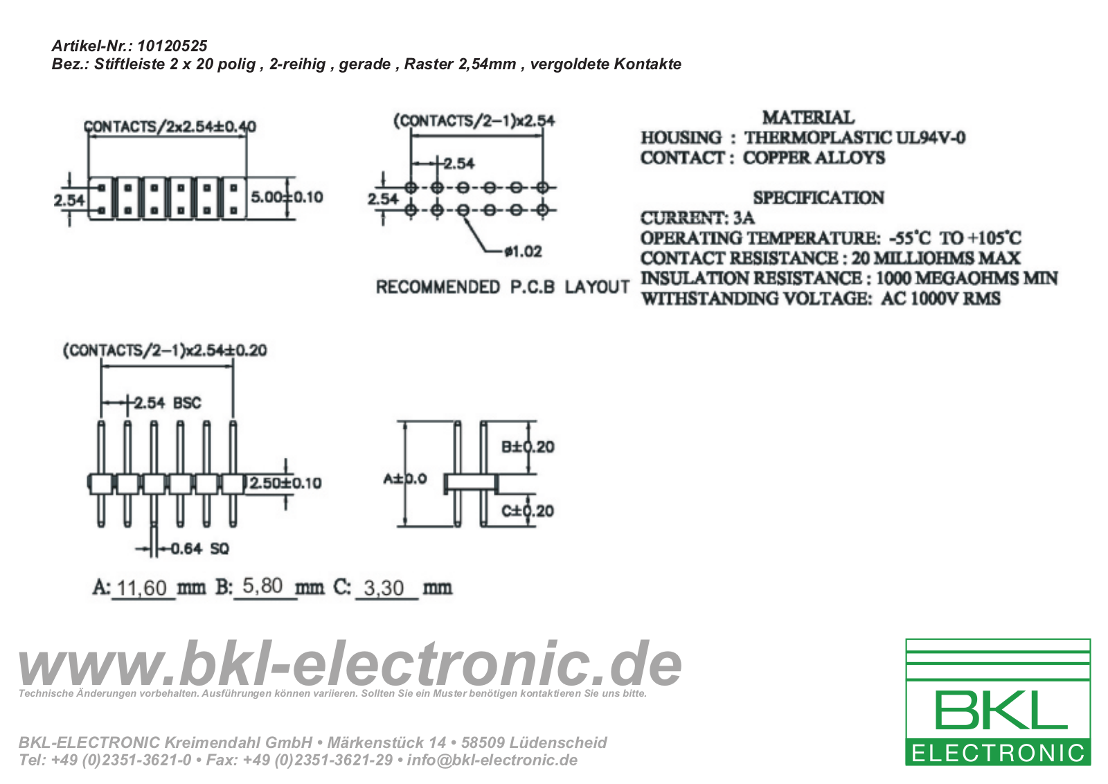 BKL BKL 10120525 Datasheet - ManualMachine.com