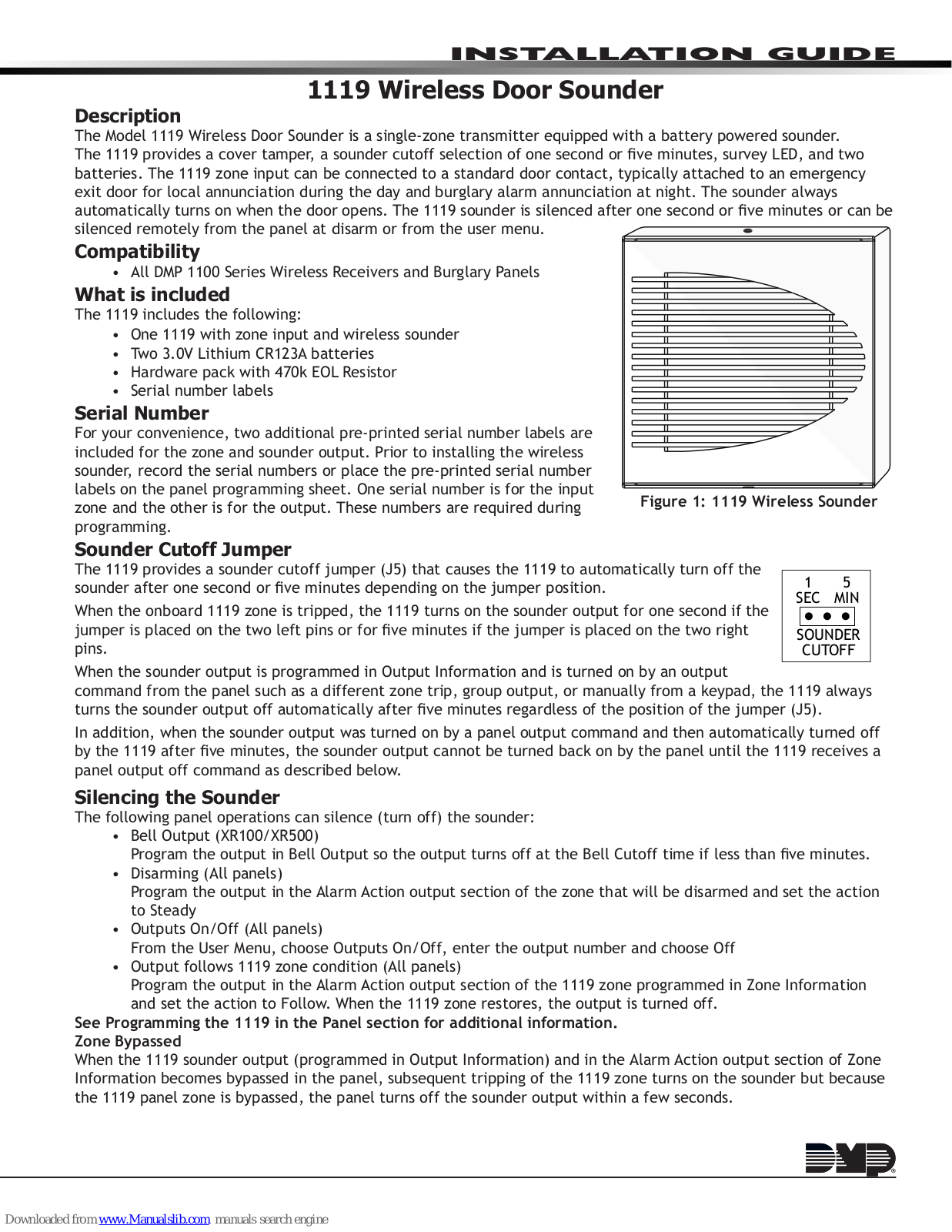 DMP Electronics 1119 Installation Manual