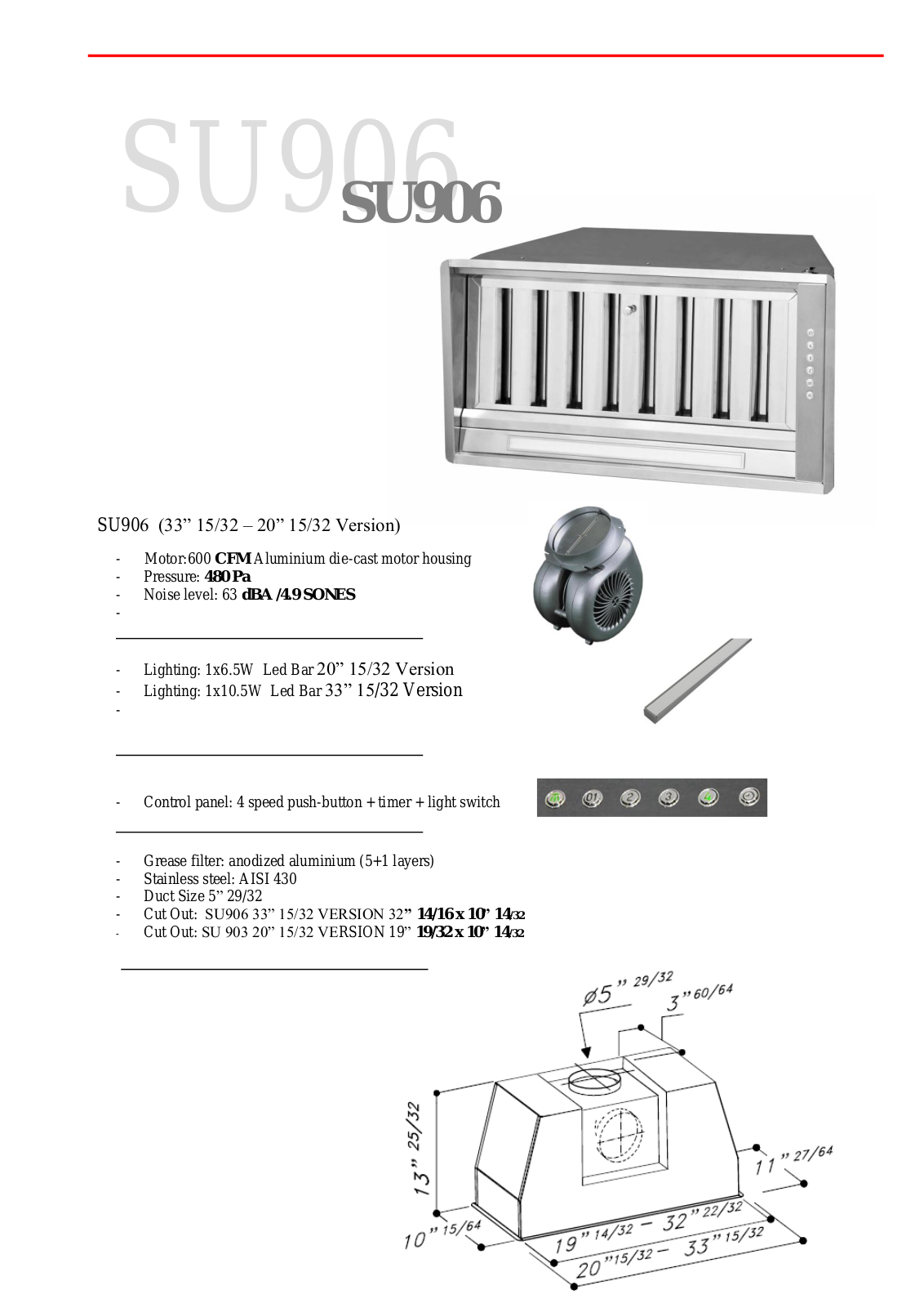 Sirius SU90621, SU90634 Specifications