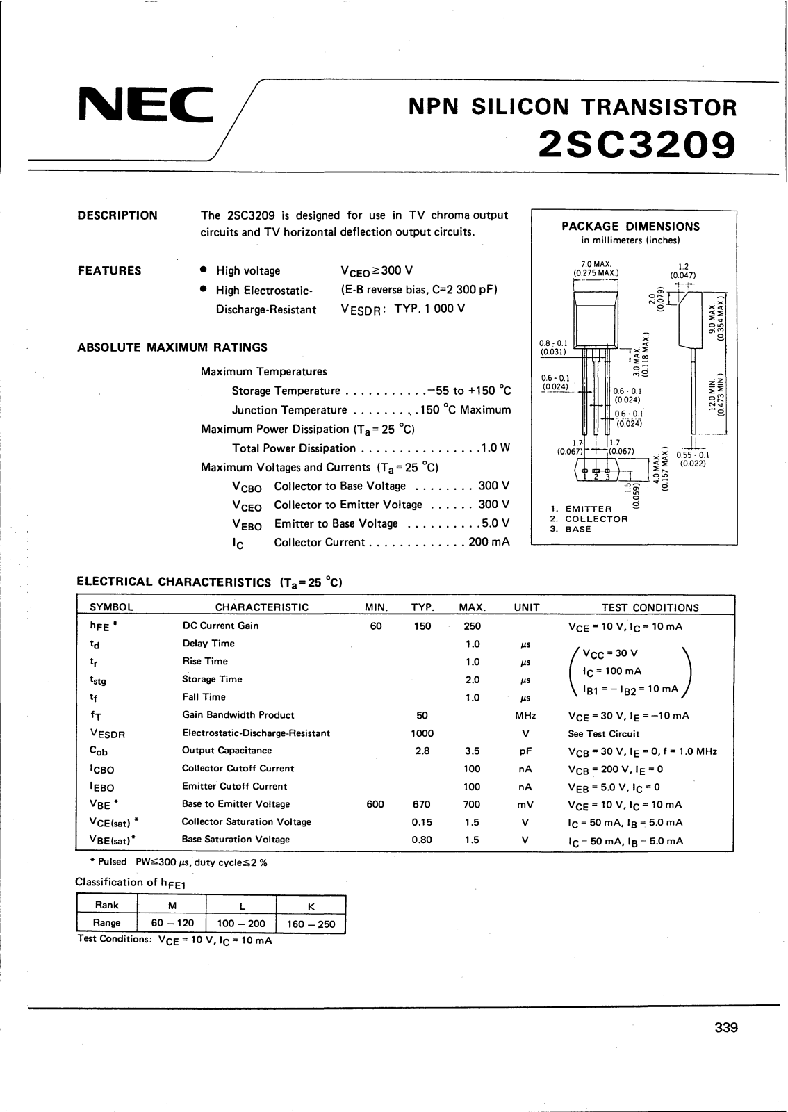 NEC 2SC3209 Datasheet