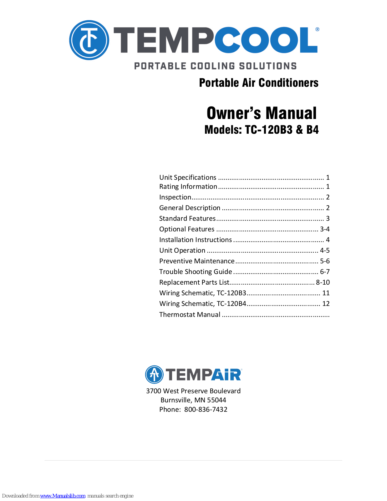 Tempcool TC-120B4, TC-120B3 Owner's Manual