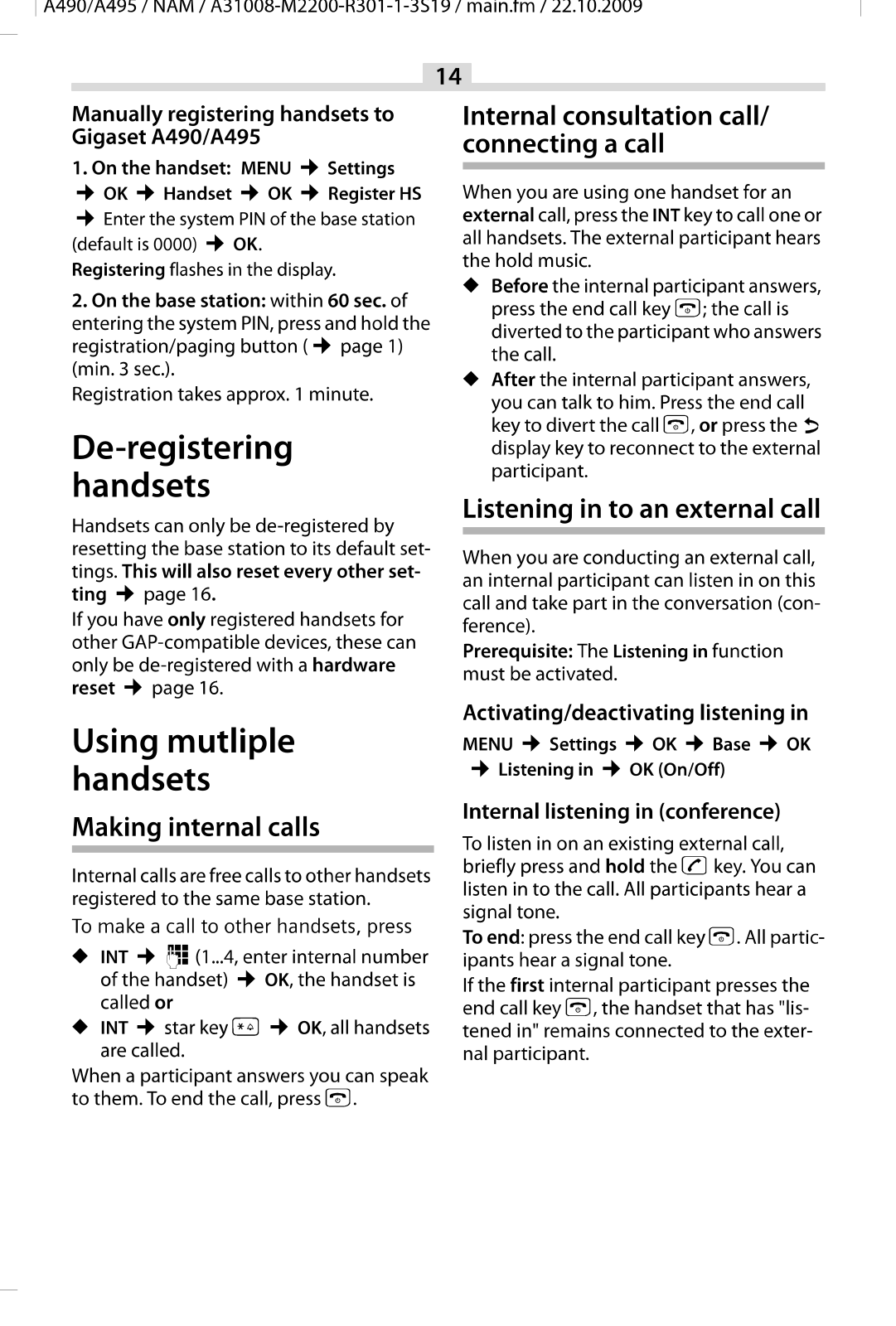 Gigaset Communications A495H, A495 Users manual