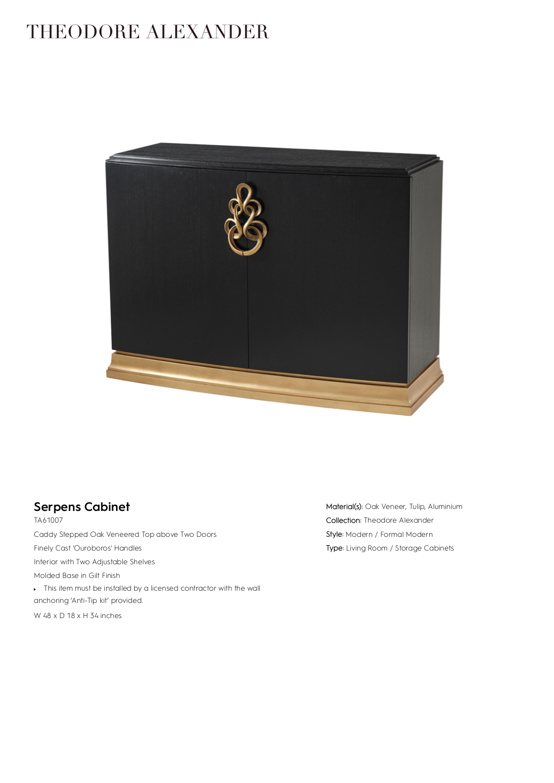 Theodore Alexander FPLJ3969 Specifications - ManualMachine.com