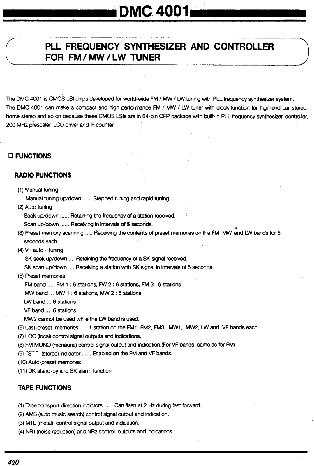 Daewoo Semiconductor DMC4001 Datasheet