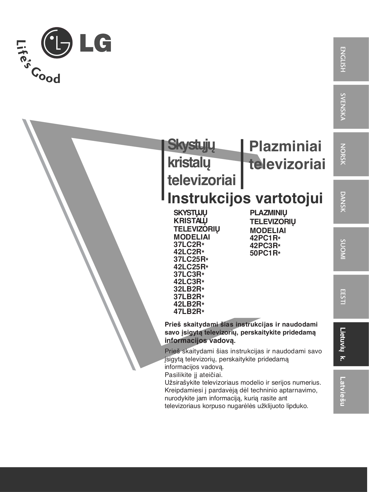 LG 32LB2R User guide