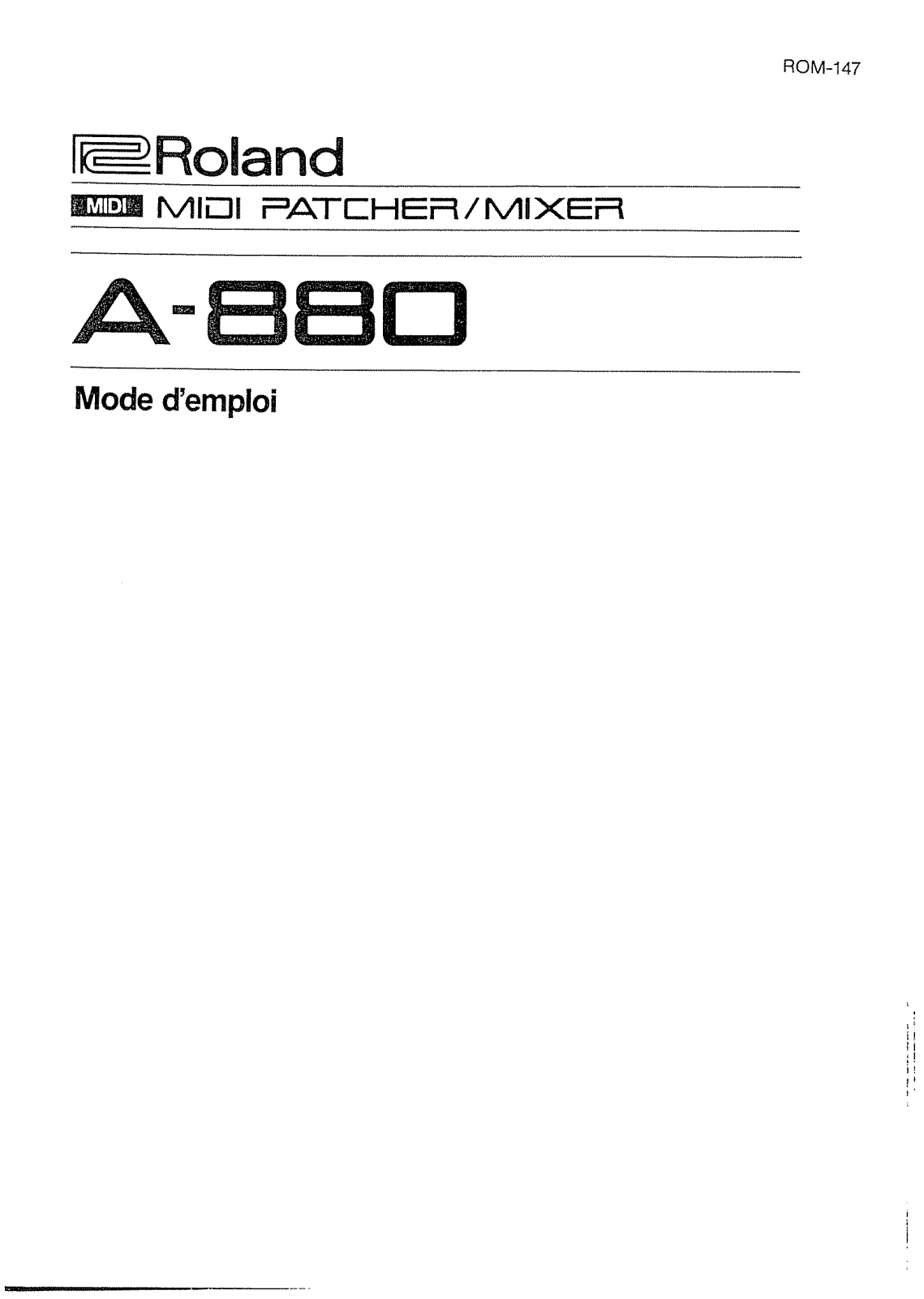 Roland A-880 User Manual