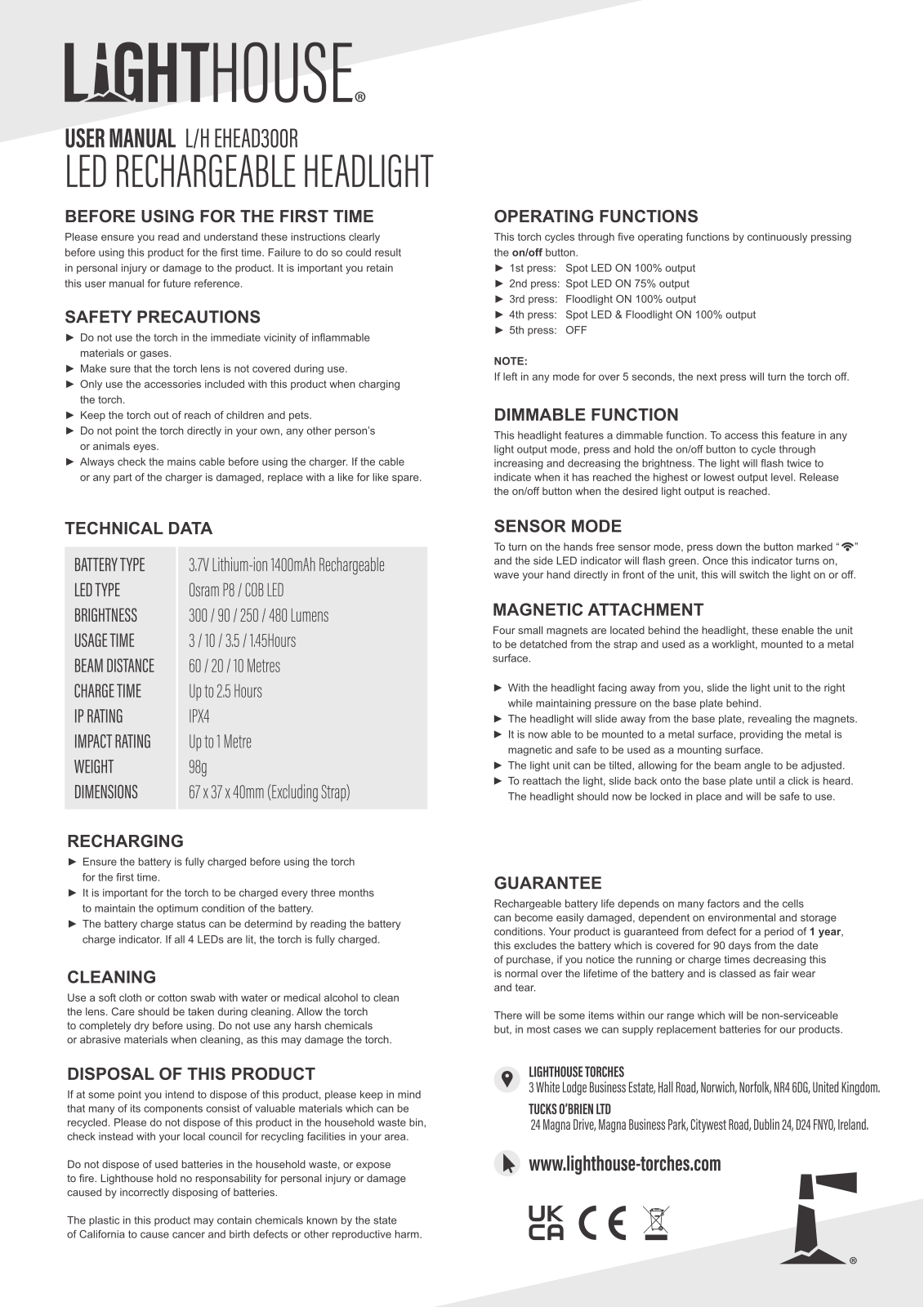 Lighthouse EHEAD300R User guide - ManualMachine.com
